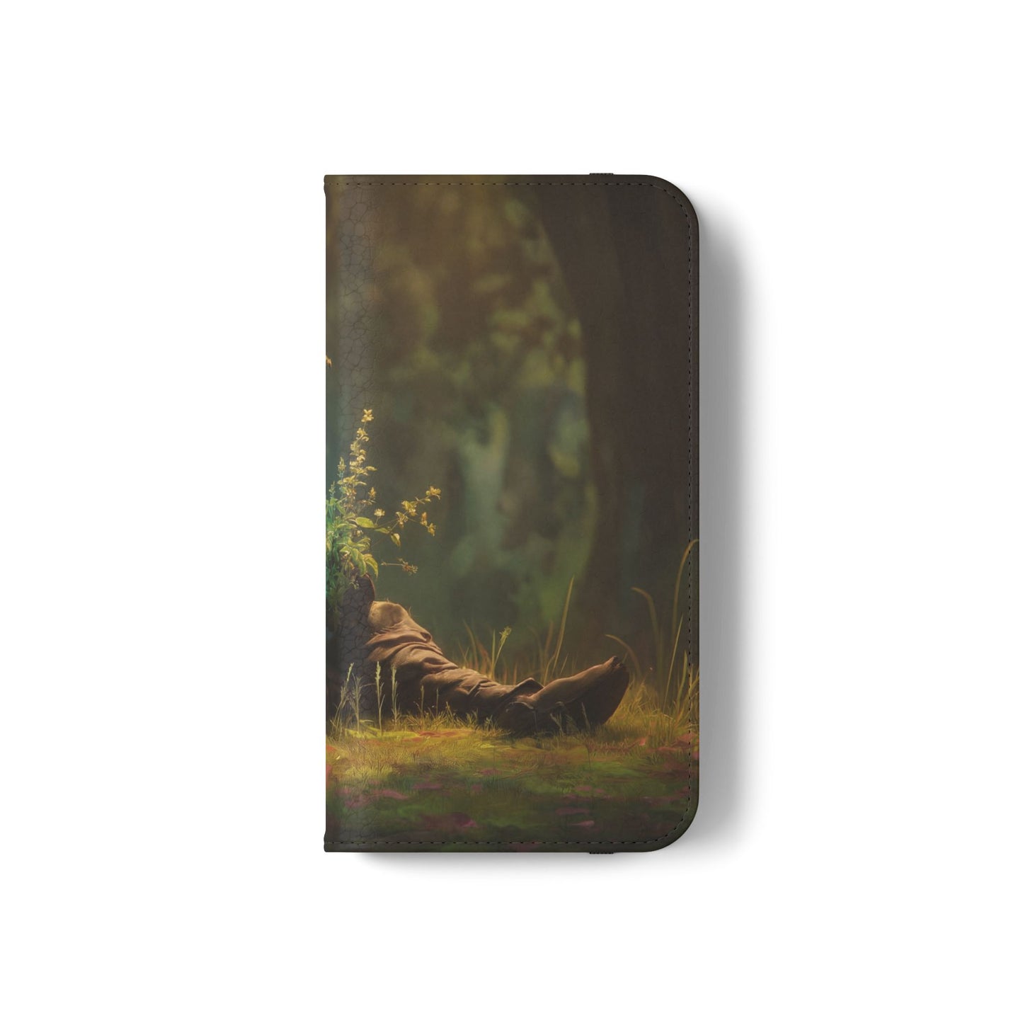 Glowing Orb Hooded Guardian Flip Cases – Bioluminescent Forest Keeper