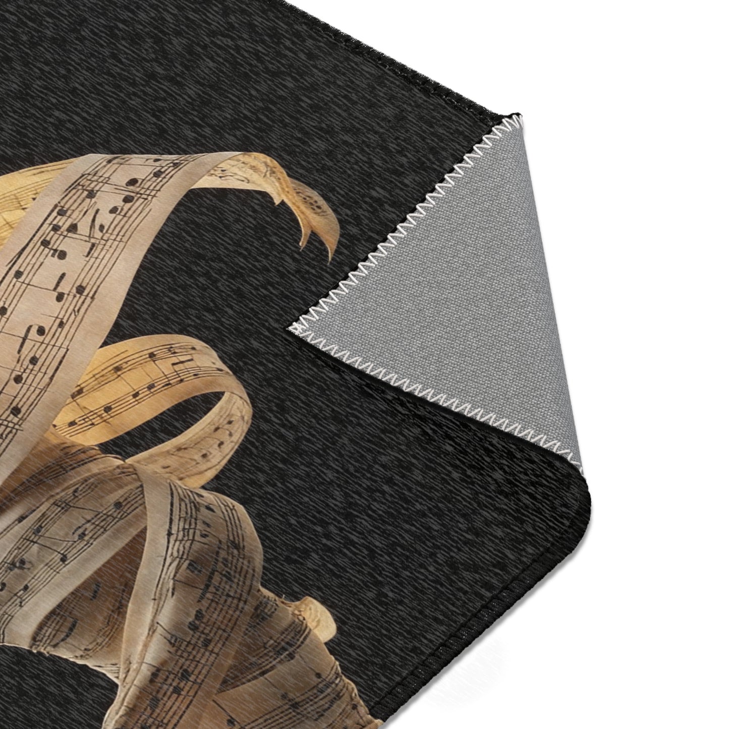 Melodic Muse Area Rug – Whirling Symphony in Golden Notes