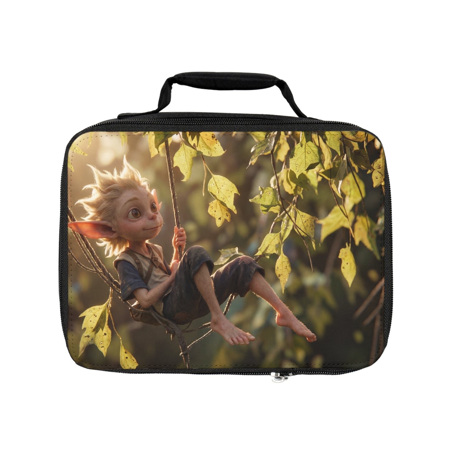 Forest Gnome Lunch Bag – Sunlit Swing Through Whispering Canopy