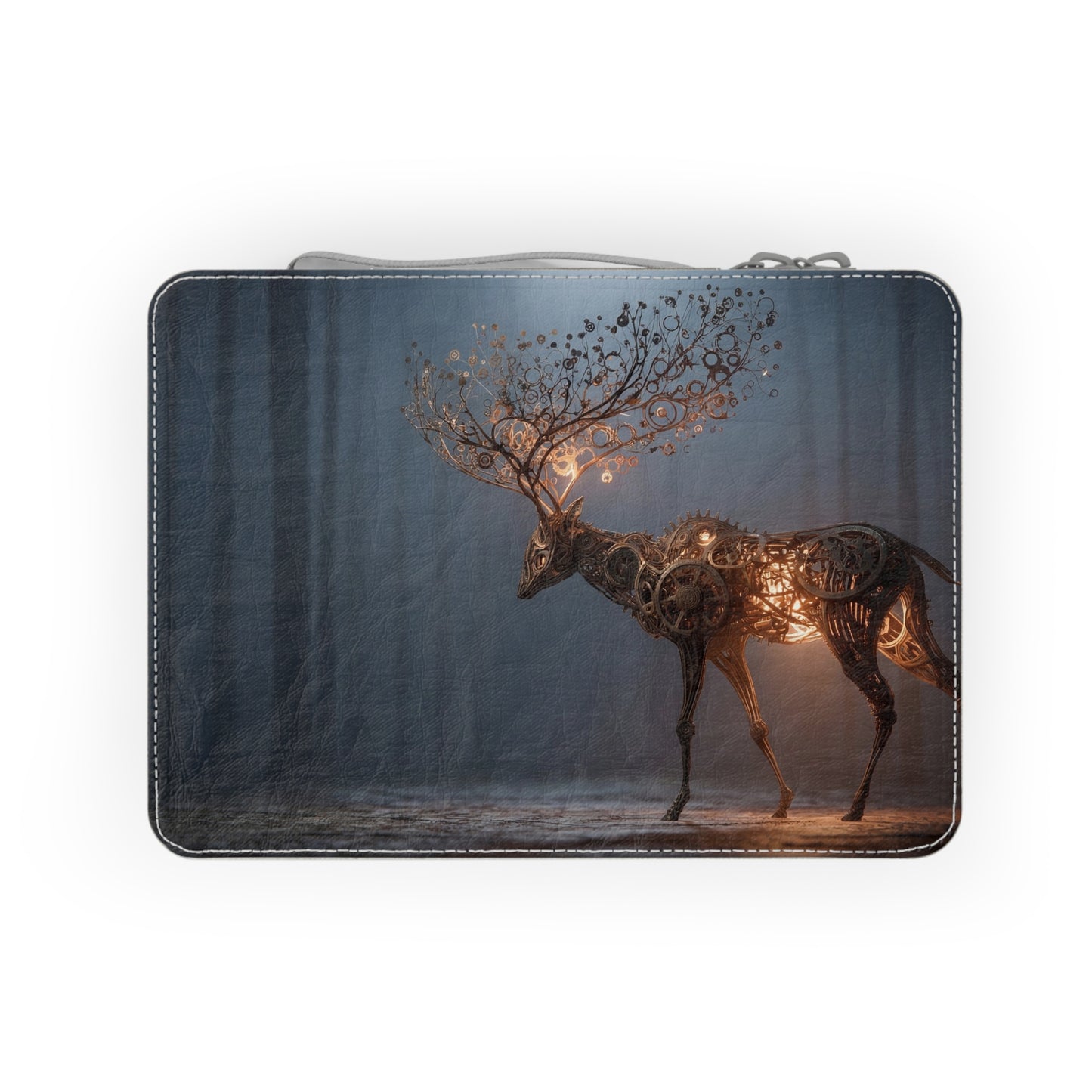 Steampunk Deer Paper Lunch Bag – Gilded Mechanism in the Mist
