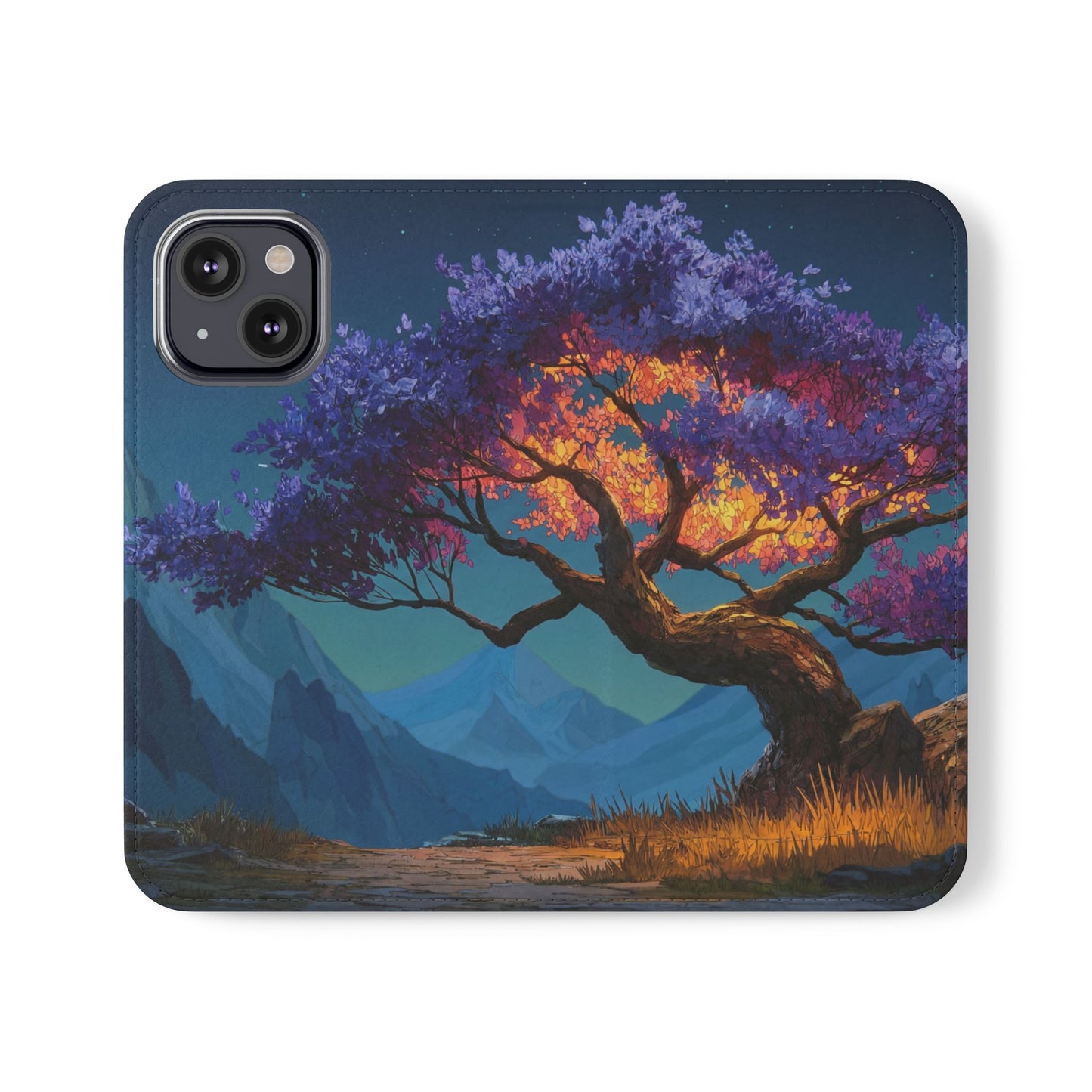 Violet Flame Tree Flip Cases – Twilight Mountain Glow Case