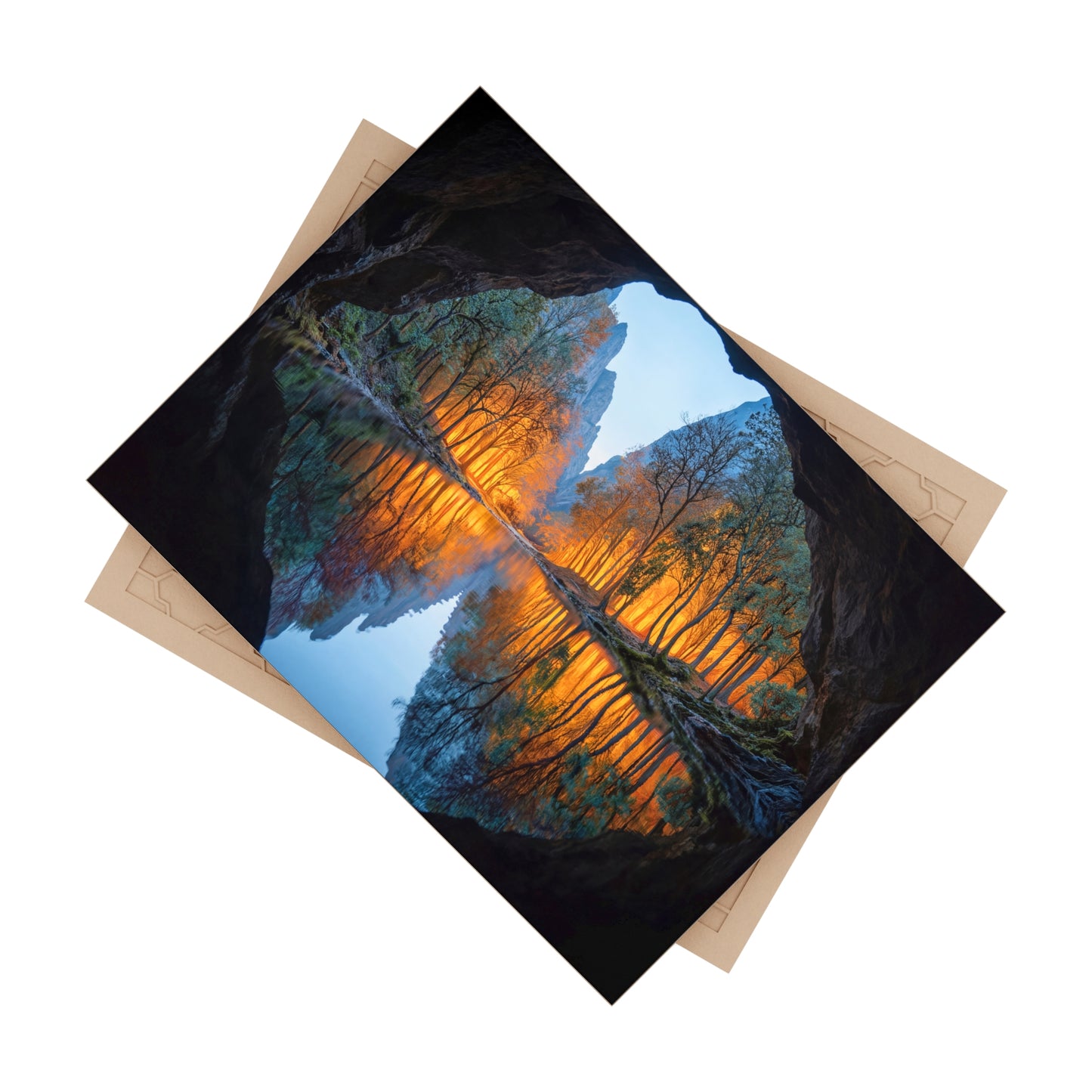 Cave Portal to Autumn Light Ceramic Photo Tile – Mirror Lake Revelation