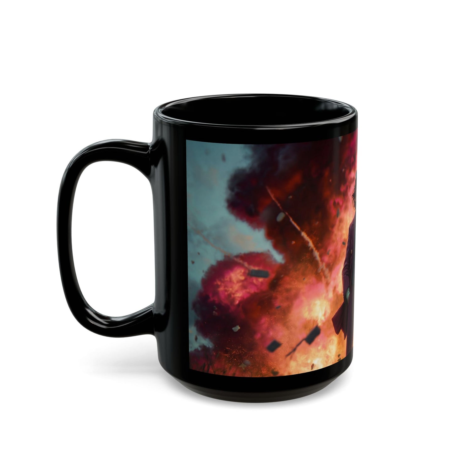Mad Inventor Amidst Crimson Explosion Mug – Fiery Chaos Couture