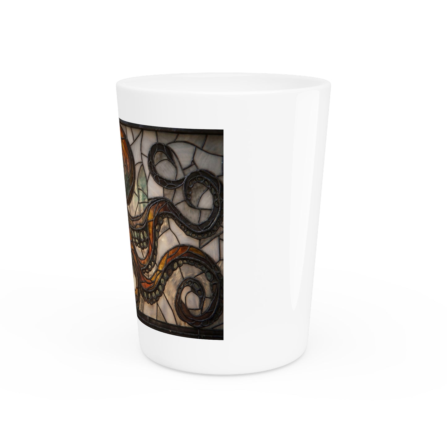 Stained Glass Octopus Shot Glass – Amber Tentacle Guardian