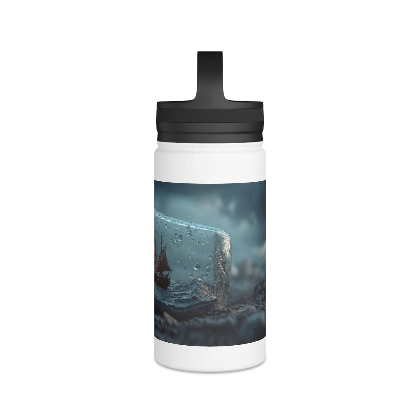 Stormbound Galleon Water Bottle – Handle Lid – Sea in a Bottle Dreamscape
