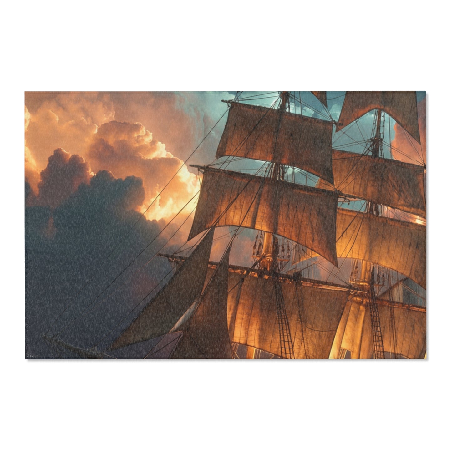 Starlit Galleon Area Rug – Voyage Through Crimson Skies