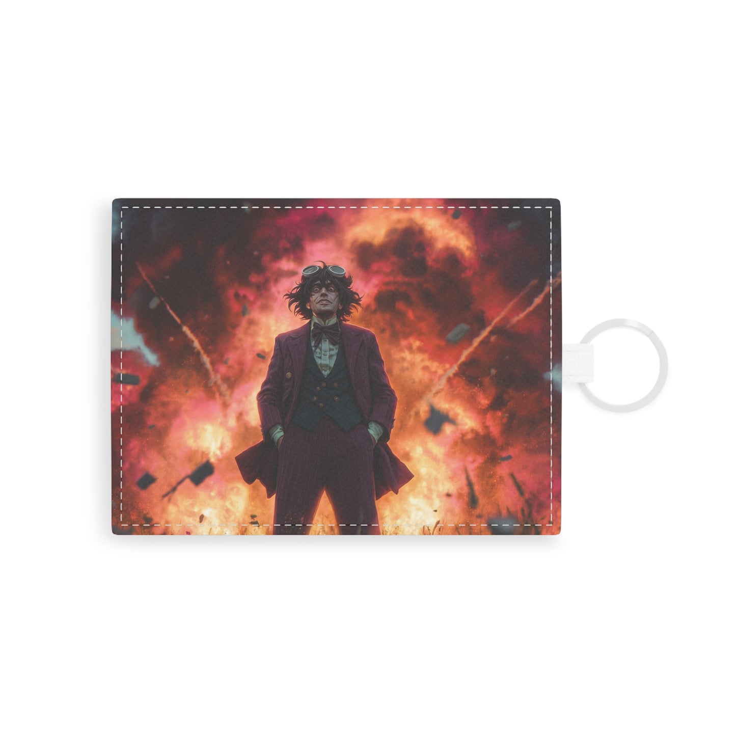 Explosive Goggles Man Saffiano Leather Card Holder – Crimson Sky Chronicle