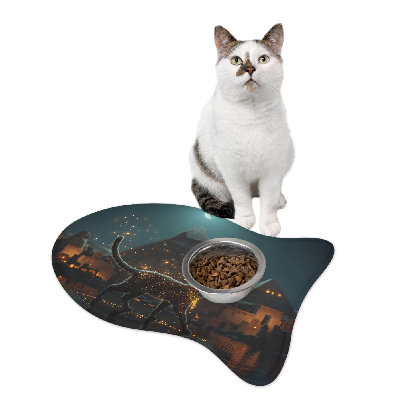 Pharaoh’s Guardian Pet Feeding Mats – Golden Sands and Pyramids