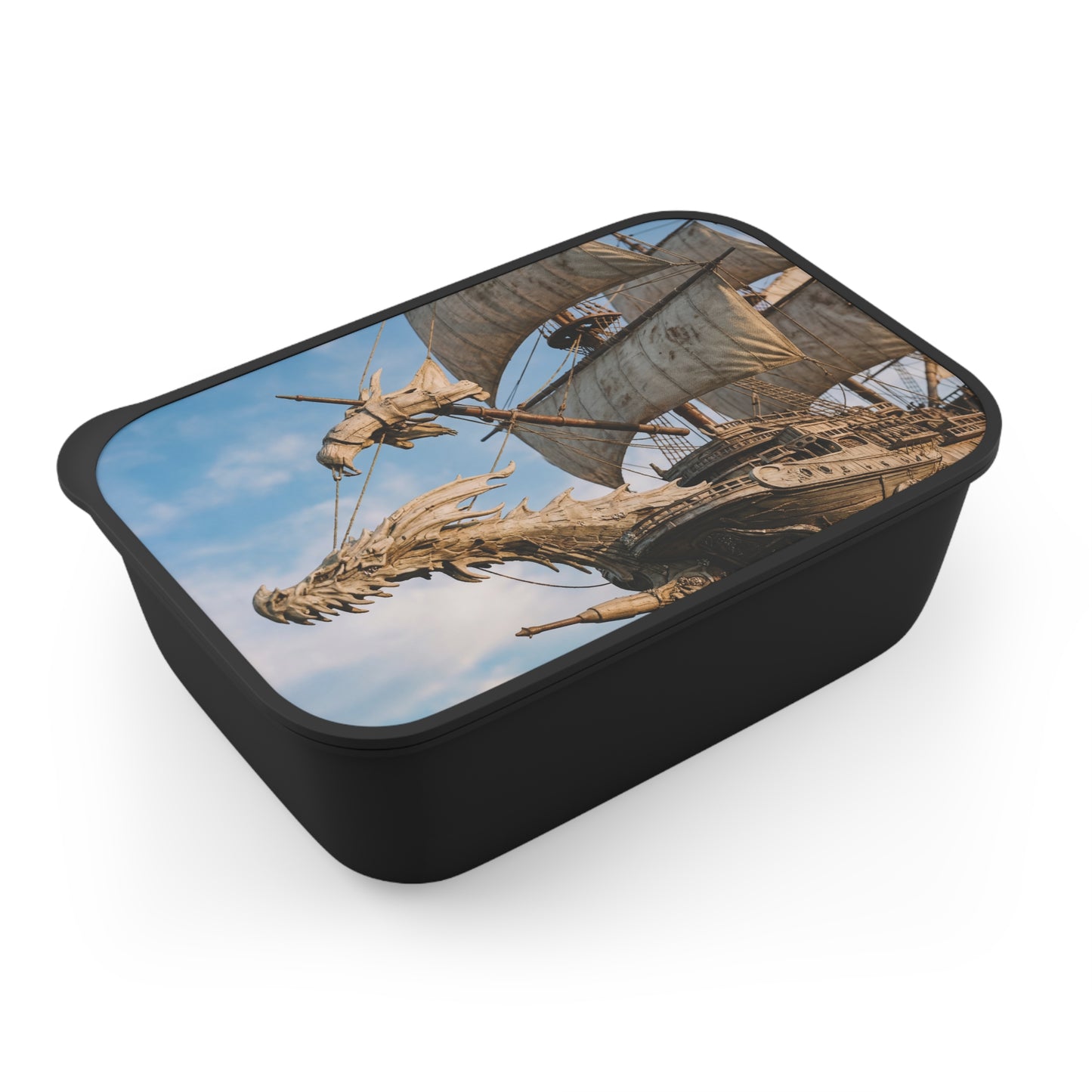 Dragonhead Galleon PLA Bento Box with Band and Utensils – Sunlit Seascape Voyage
