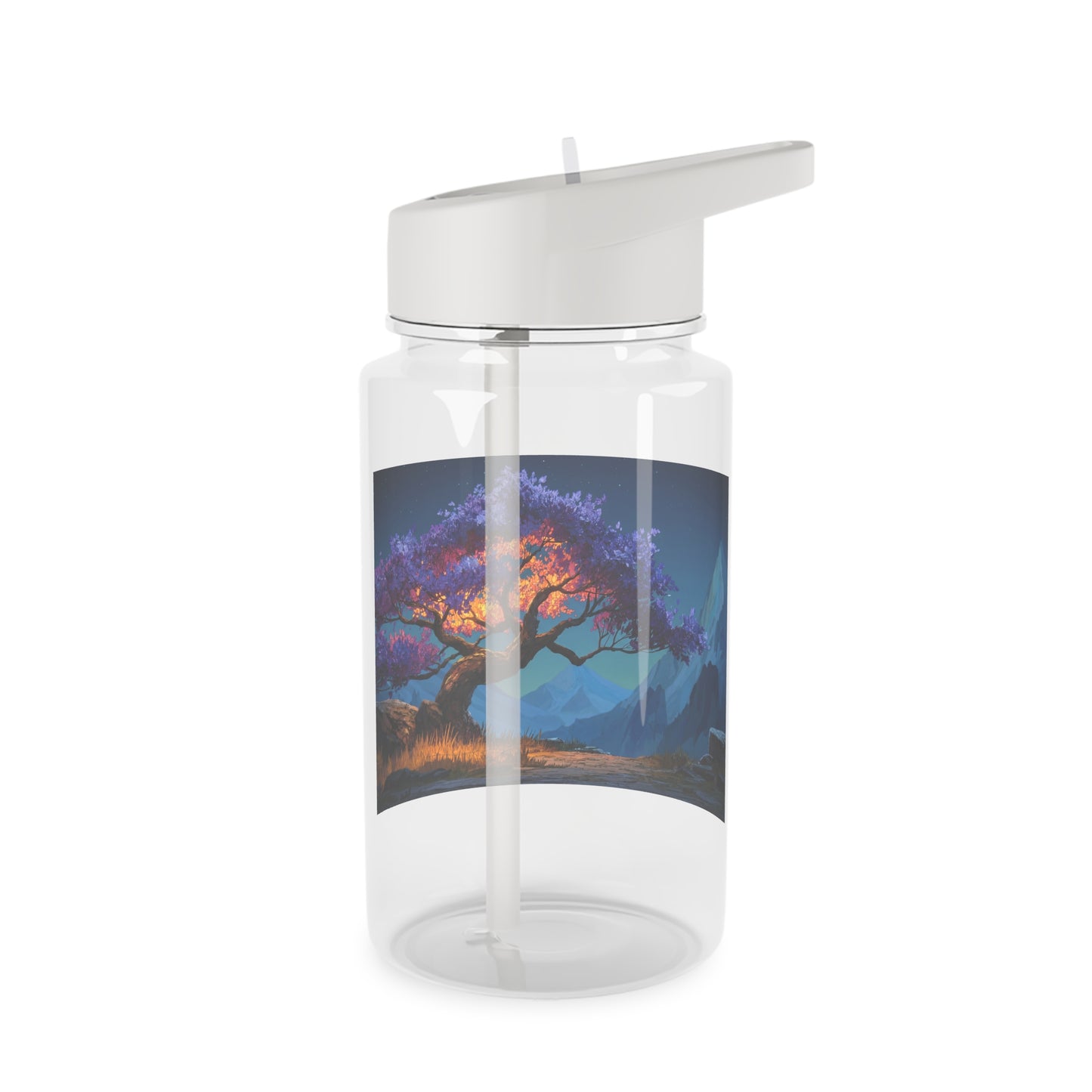 Twilight Bloom Tritan Water Bottle – Violet Canopy & Mountain Vista