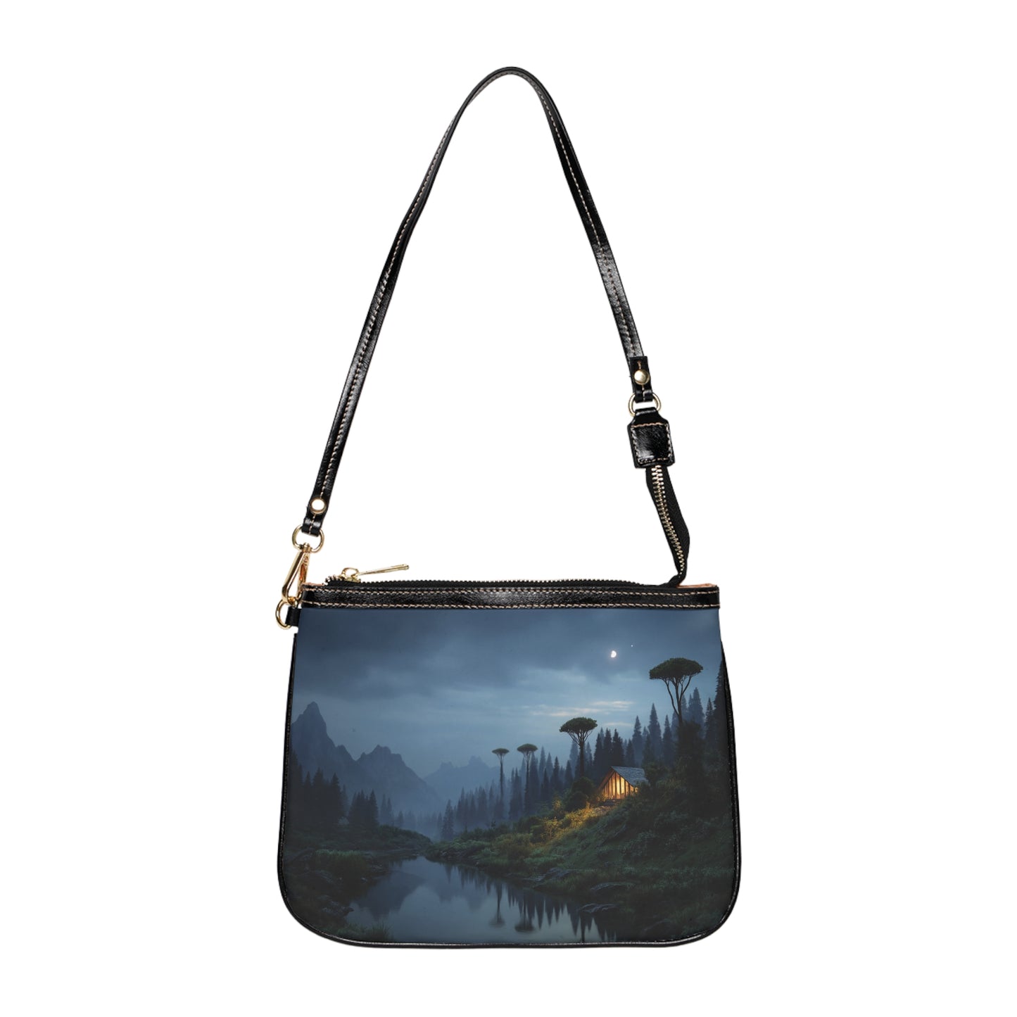 Moonlit Mountain Cabin Shoulder Bag – Whispering Peaks at Dusk