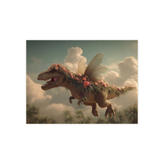 Floral Winged Tyrannosaurus Ceramic Photo Tile – Skyborne Garden Guardian