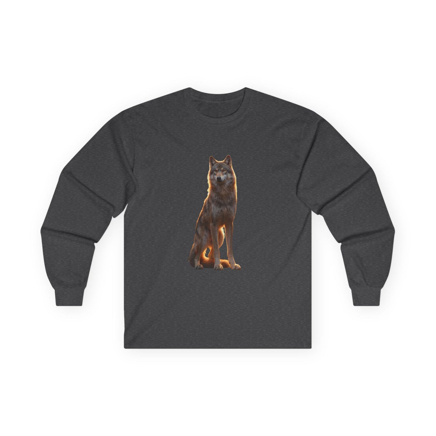 Twilight Wolf Unisex Ultra Cotton Long Sleeve Tee – Golden Hour Sentinel