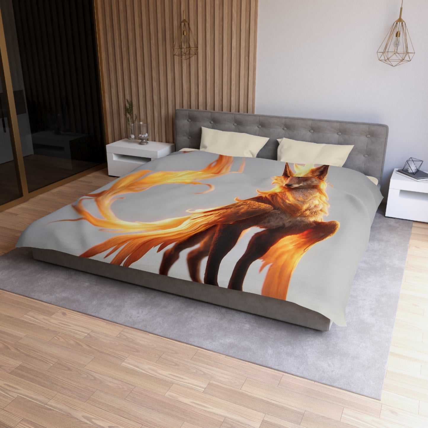 Phoenix Fox Microfiber Duvet Cover – Radiant Ember Guardian