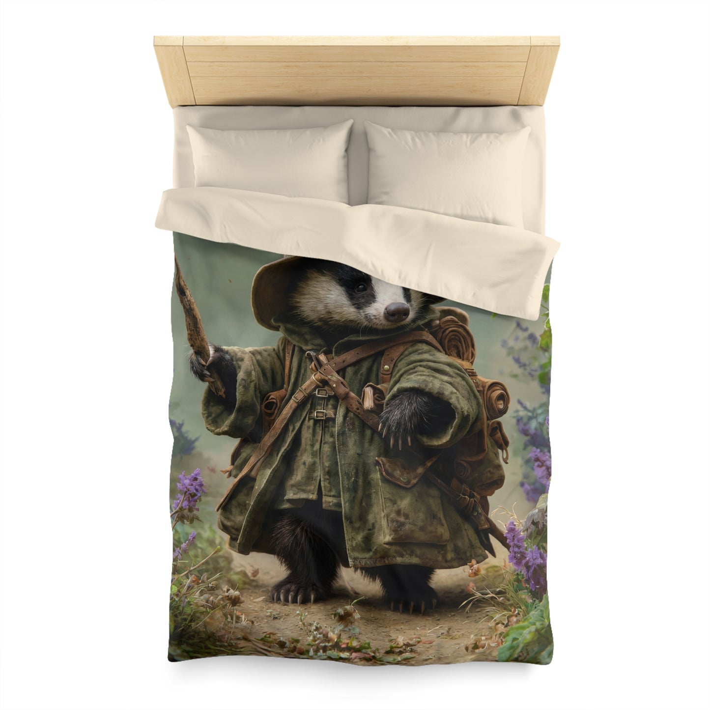 Badger Scout Microfiber Duvet Cover – Mossy Path Through Purple Thistle