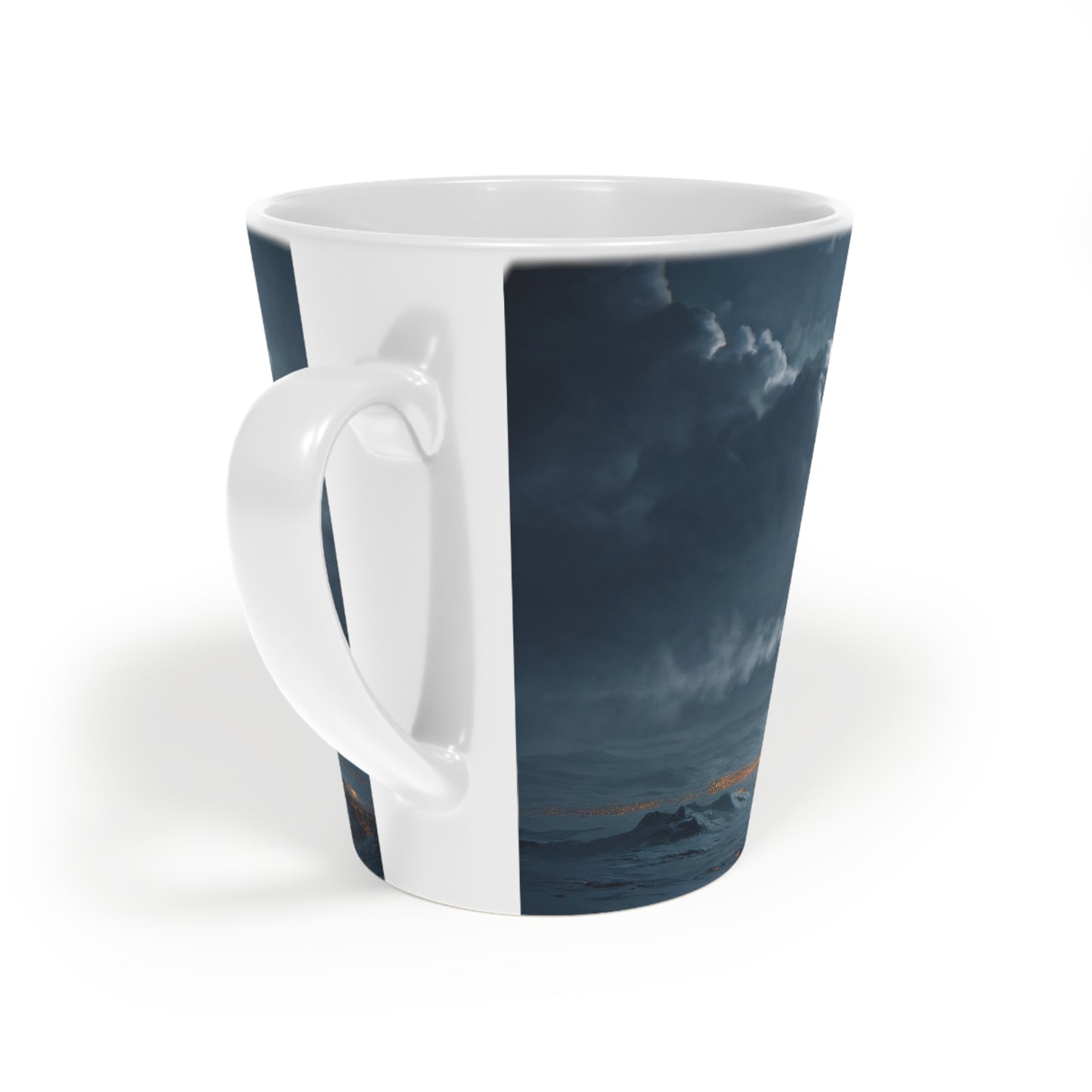 Midnight Sleigh Ride Latte Mug, 12oz – Frost-Lit City Beneath a Full Moon
