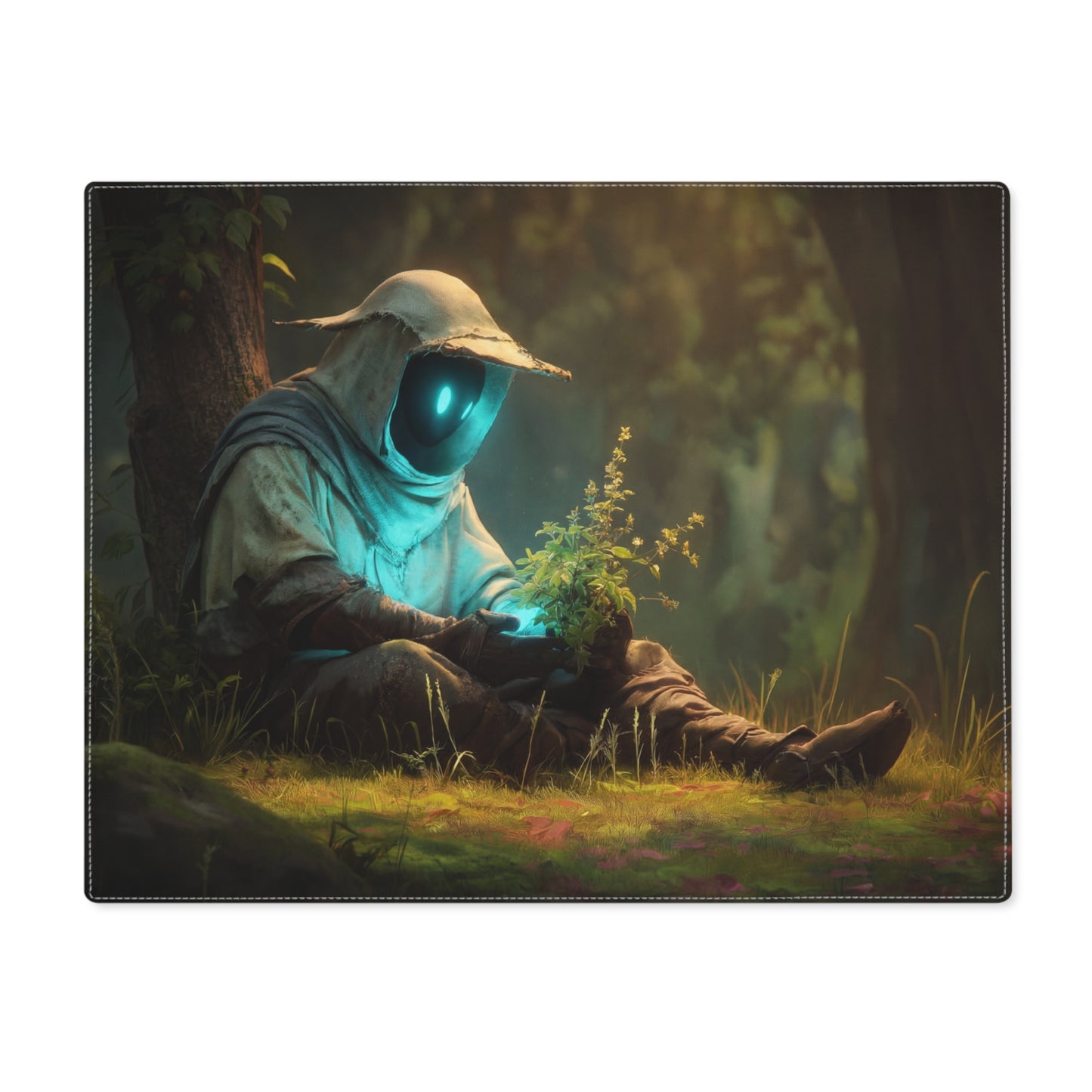 Forest Sentinel Placemat – Glowing Eye Guardian in Sunlit Grove