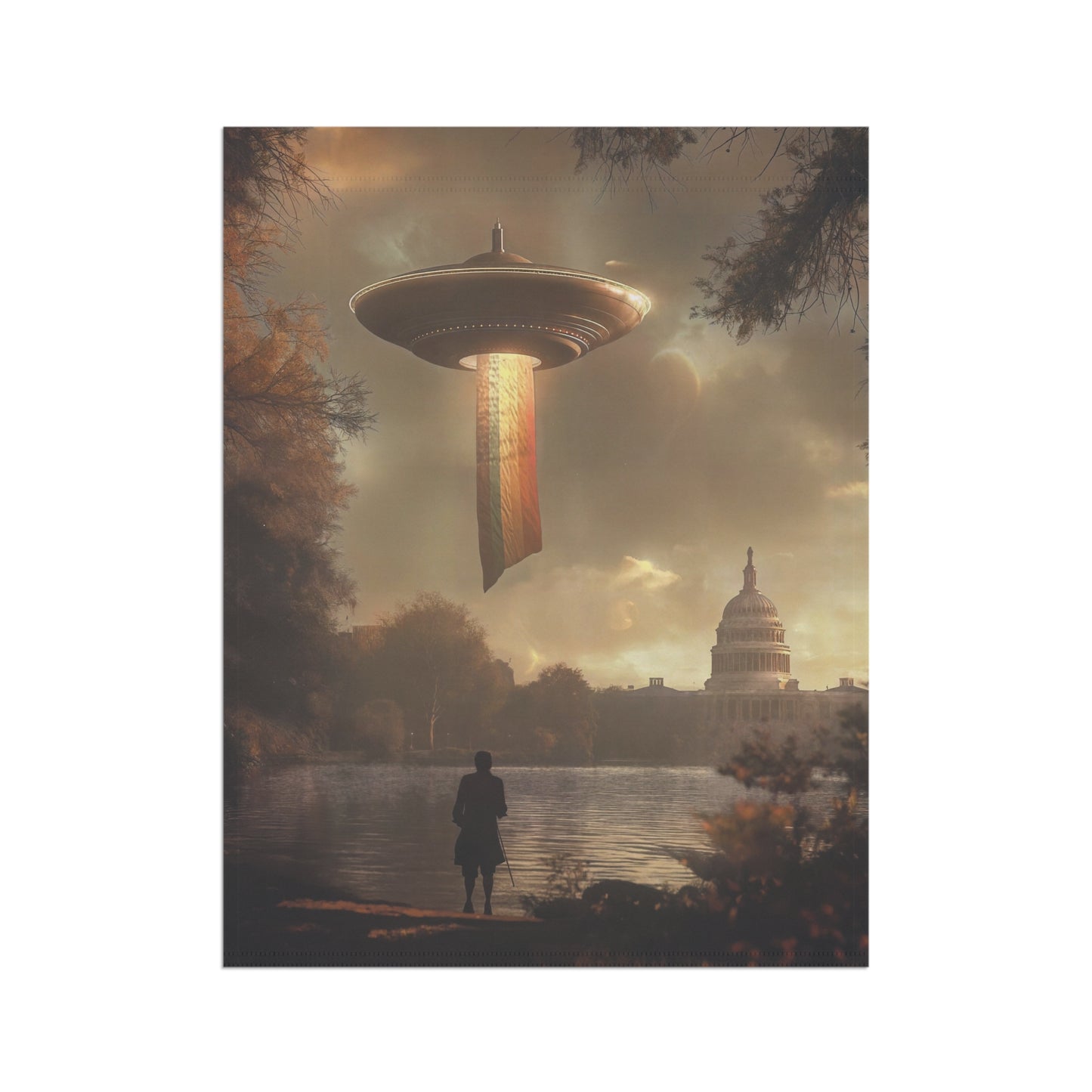 UFO Over Capitol - Garden Flag