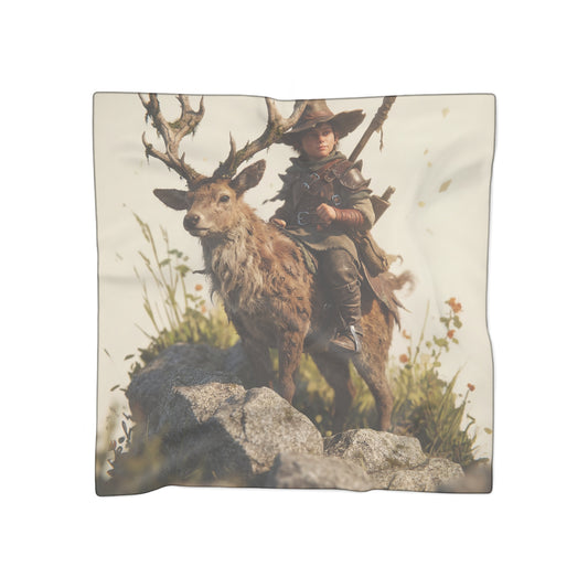 Boy with Antlered Deer Poly Scarf – Whispering Woods Companion