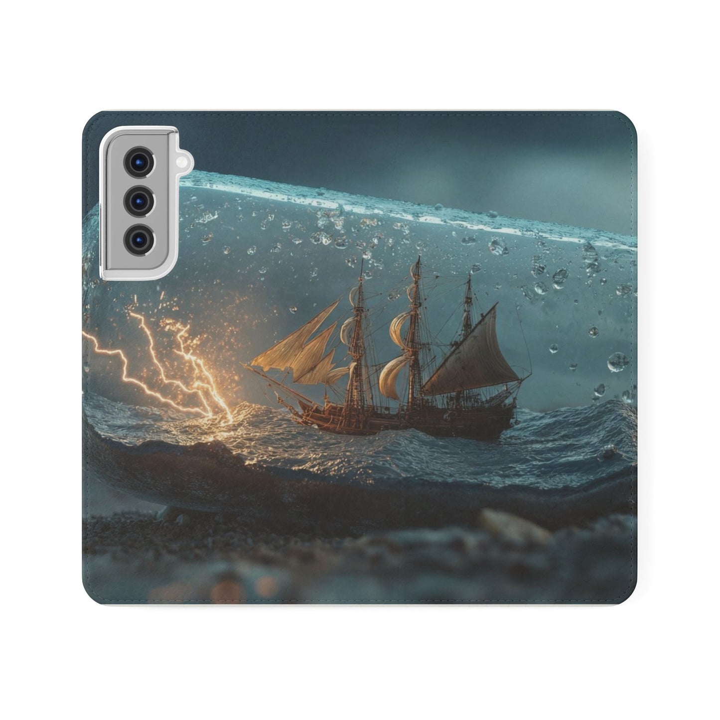 Storm-Struck Galleon Flip Cases – Lightning Inside Glass Bottle