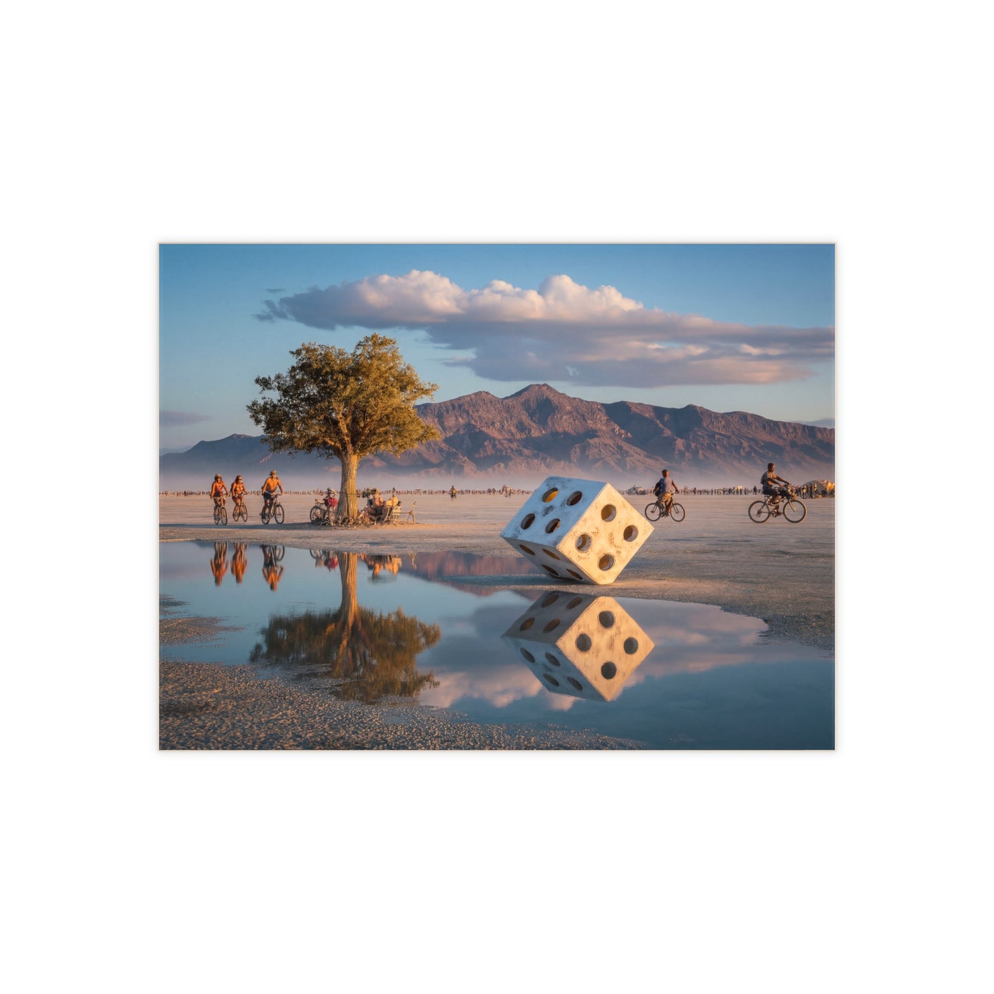Giant Dice Desert Reflection Tile – Sunset Serenity at Burning Man