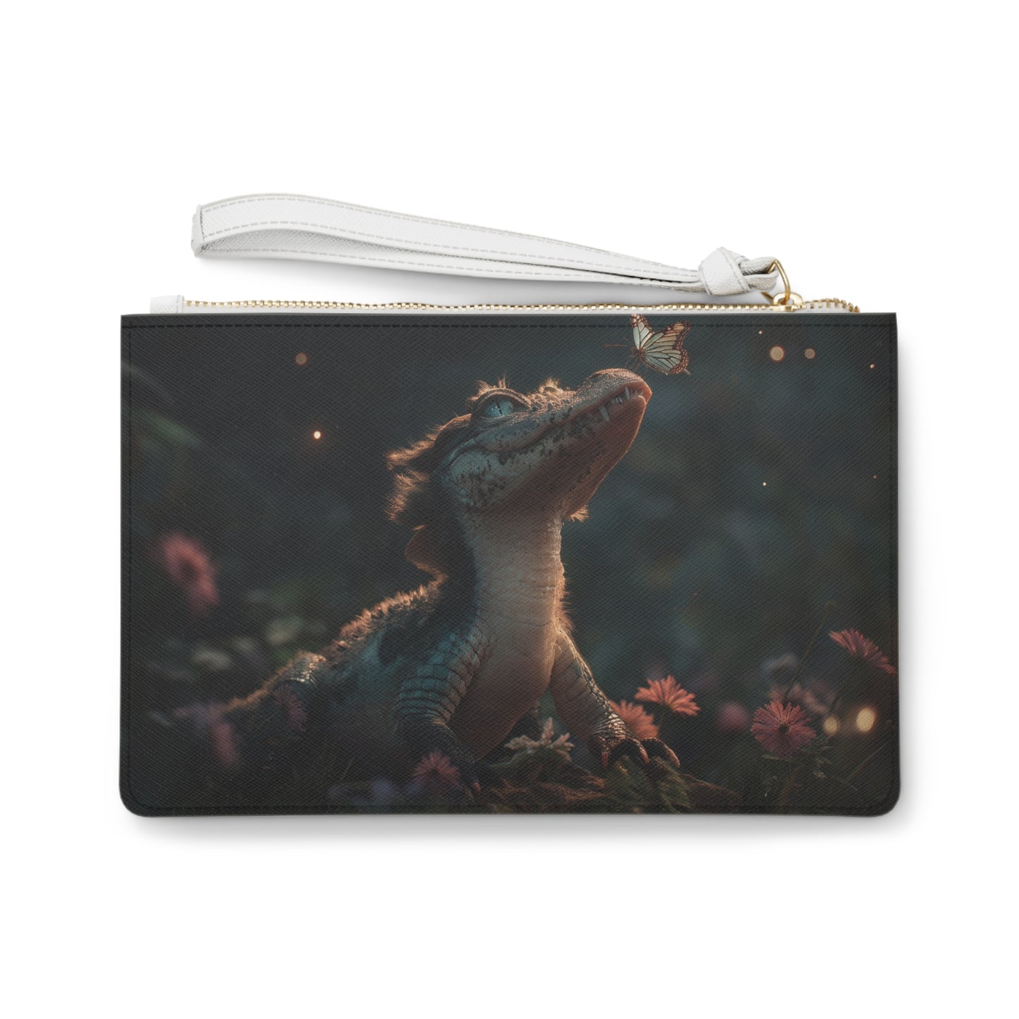 Gentle Crocodile & Butterfly Clutch Bag – Twilight Meadow Whispers