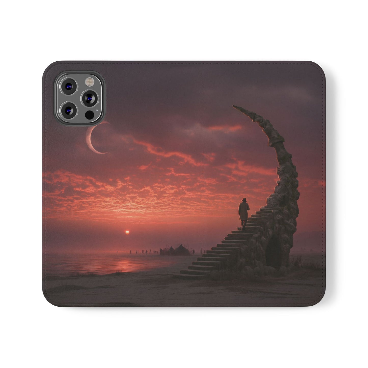 Twilight Sentinel Flip Cases – Moonlit Stairway to the Horizon
