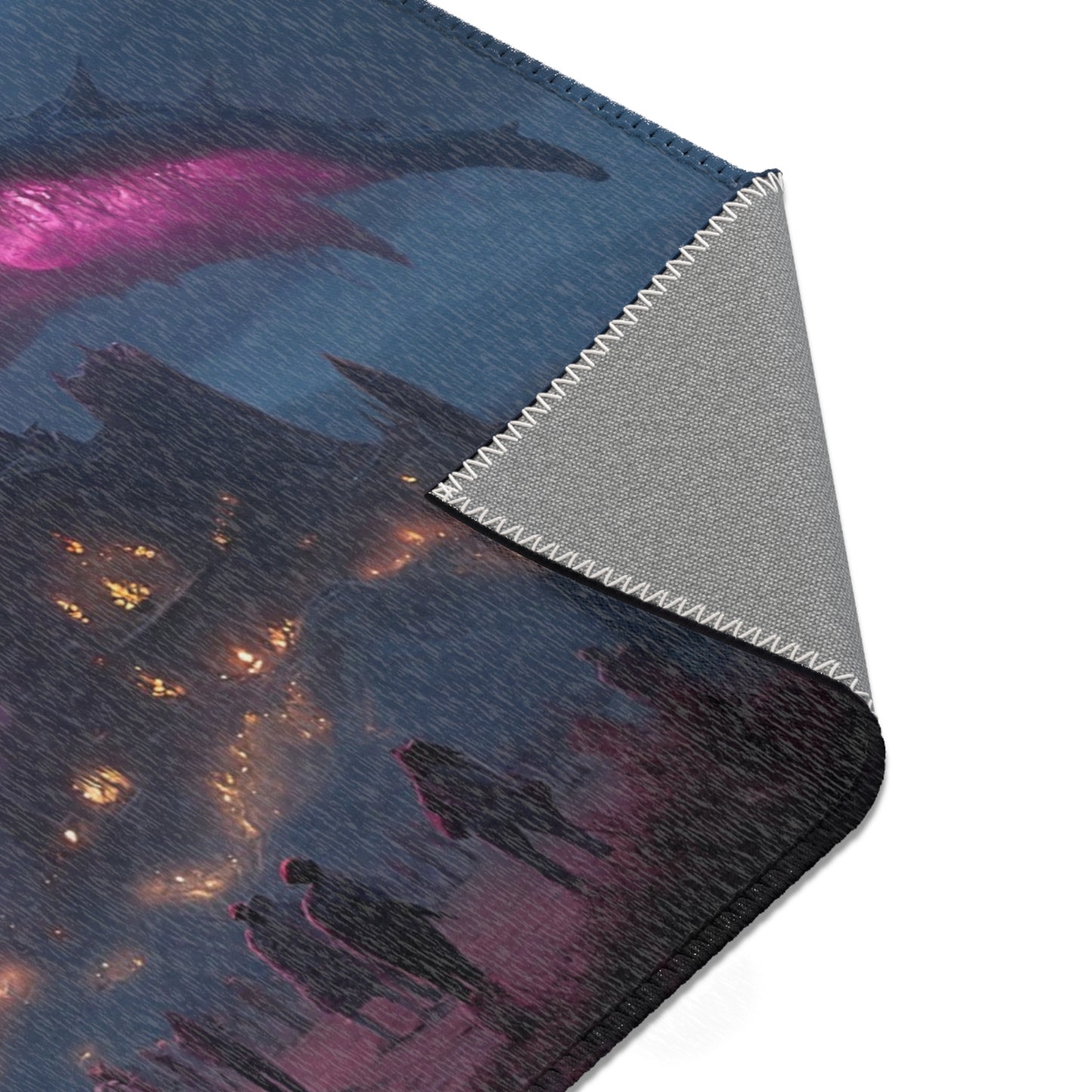 Cosmic Leviathan Rug – Twilight Skyfall Over Ancient Ruins