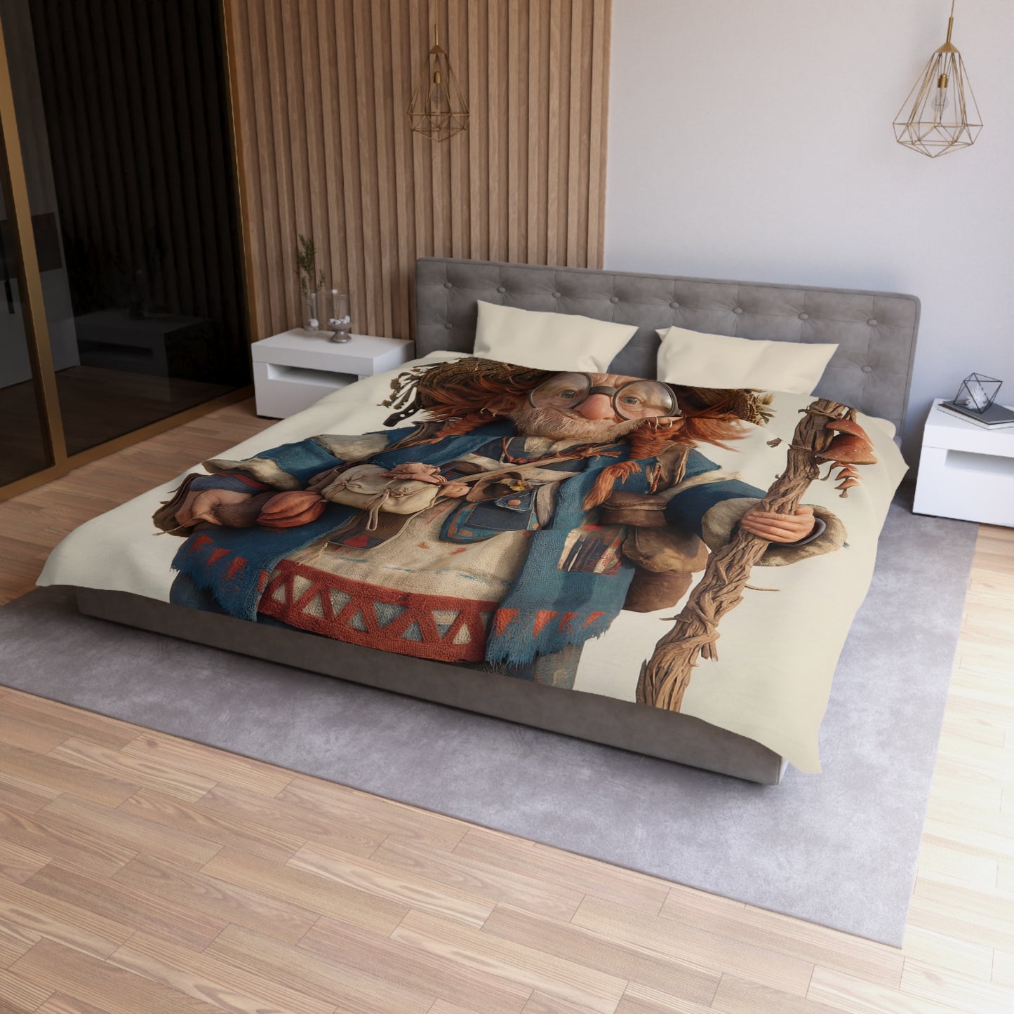 Mosswood Wanderer Microfiber Duvet Cover – Whimsical Herbalist’s Journey