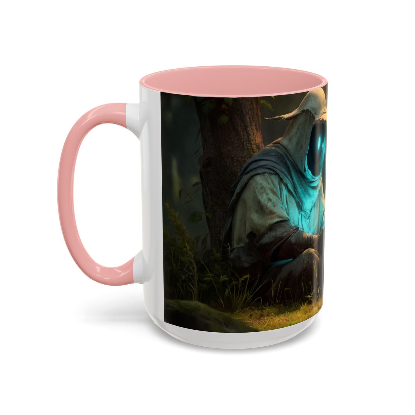 Forest Sentinel Accent Coffee Mug (11, 15oz) – Luminescent Guardian in Dappled Light