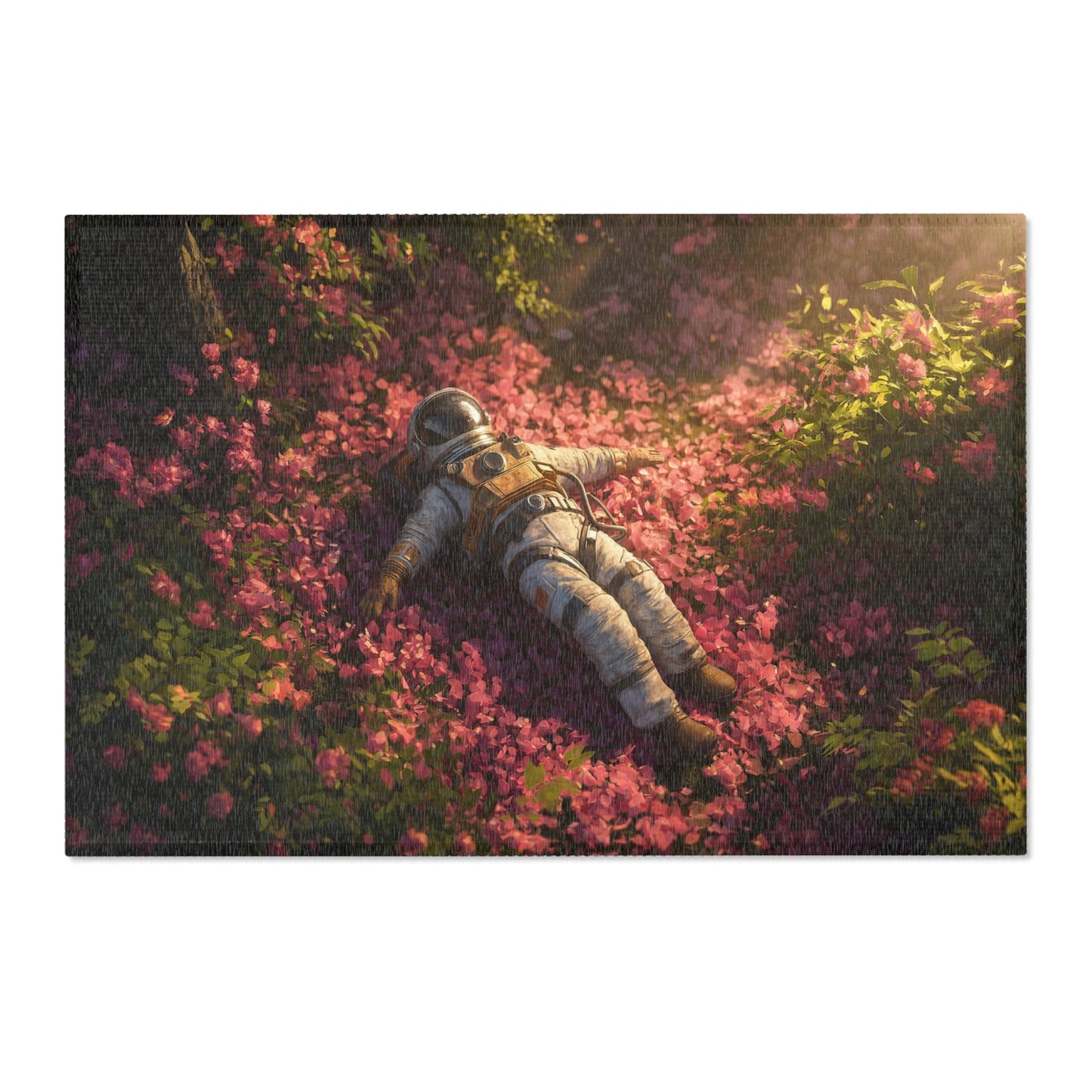 Astronaut in Bloom Area Rugs – Sunlit Petal Sanctuary