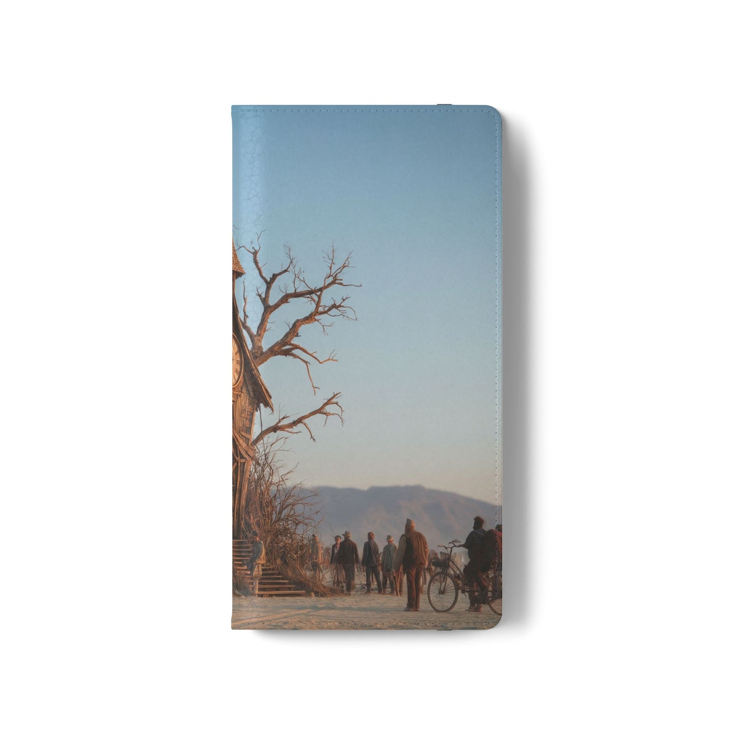 Clocktower Wanderers Flip Cases – Dusty Desert Sentinel Scene