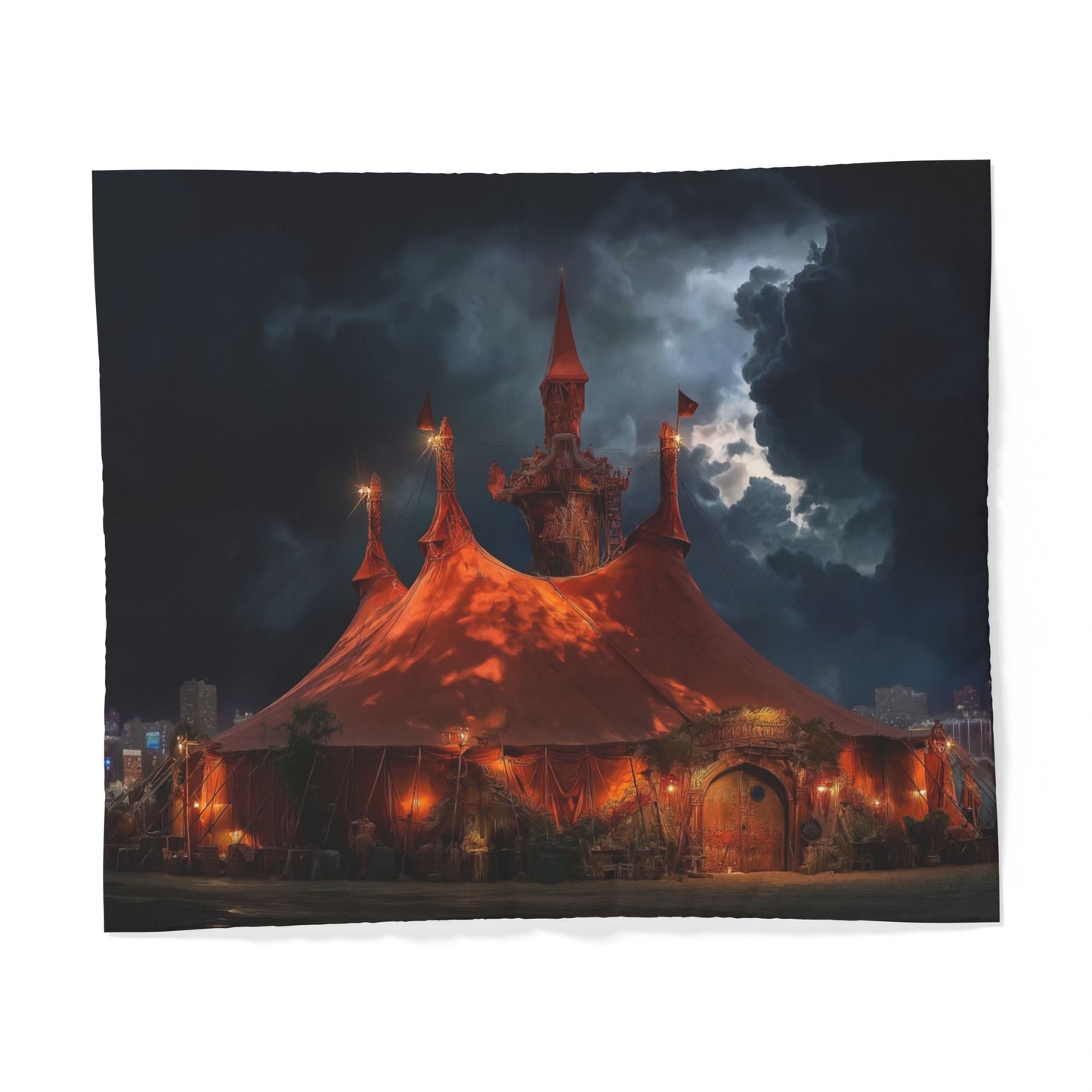 Circus Castle Cotton Duvet Cover – Crimson Top Spire Nightscape