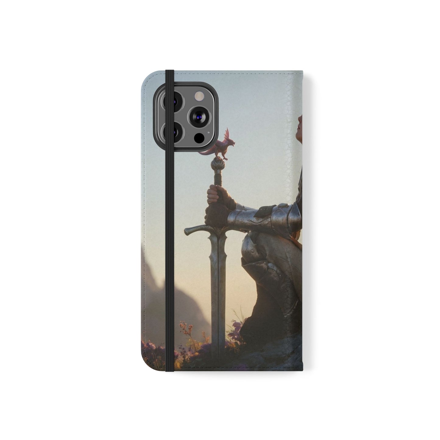 Dragon Knight Flip Cases – Sunlit Sentinel with Mini Drake and Sword