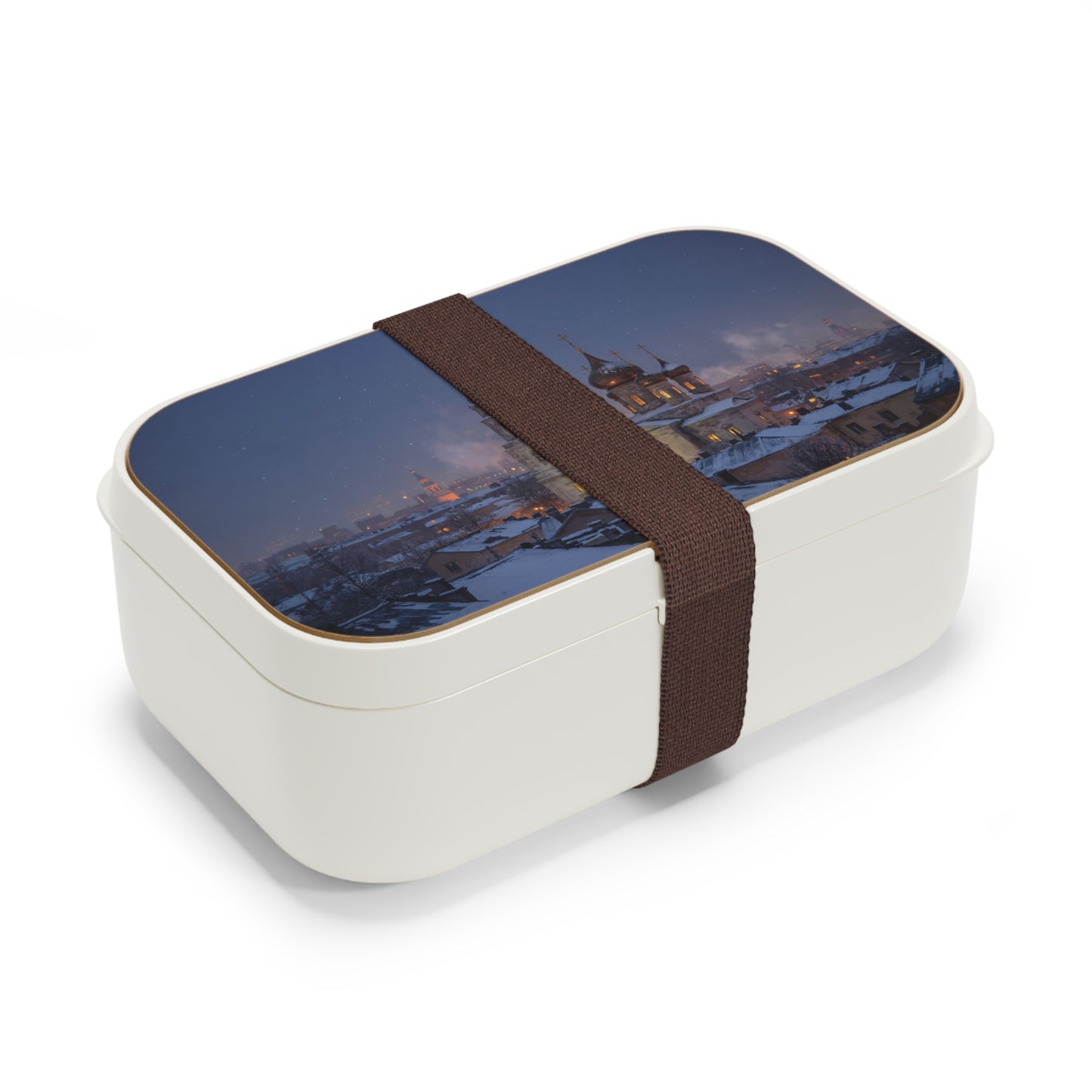 Winter Cathedral Bento Lunch Box – Snow-Kissed Night in the City