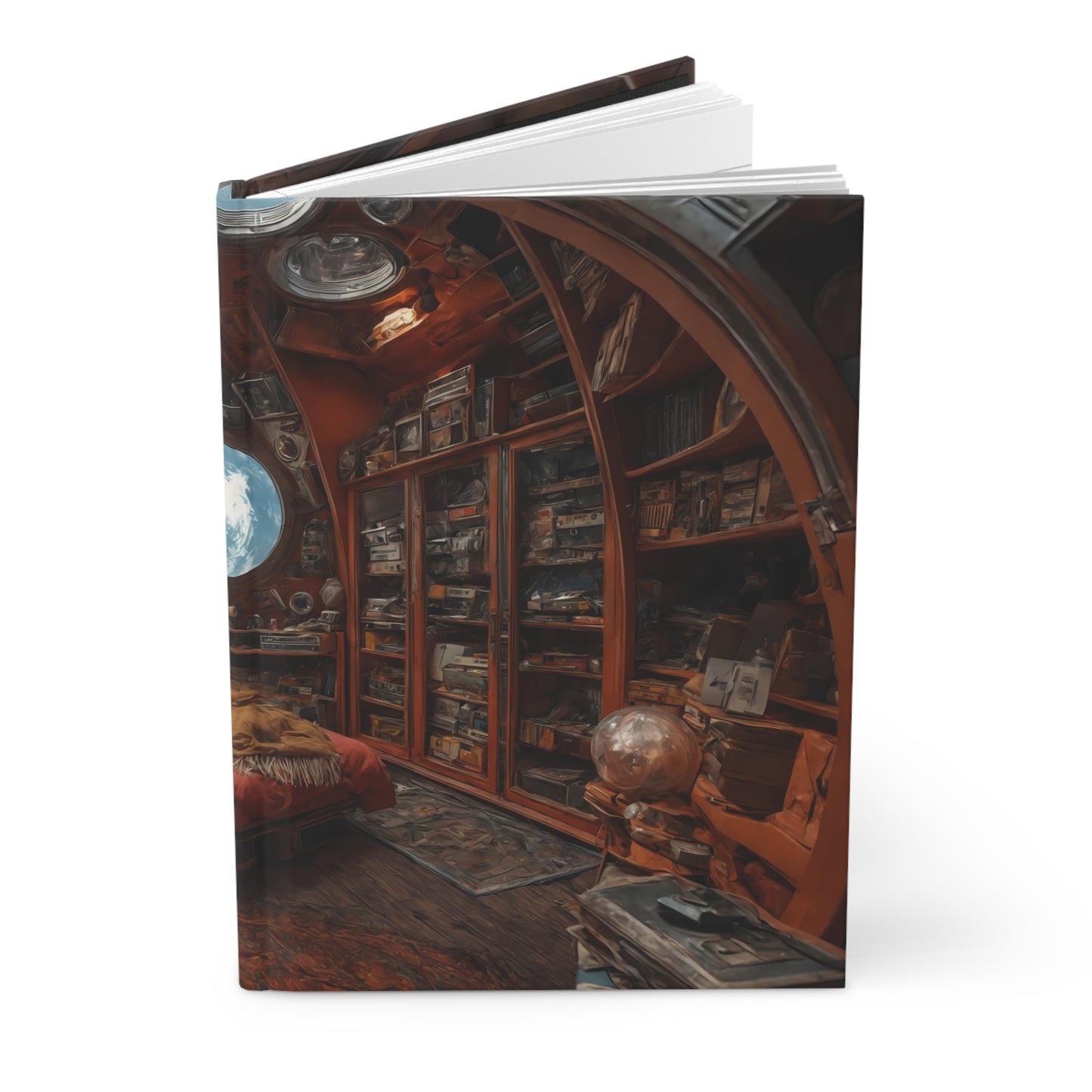 Cosmic Sleeper Hardcover Journal Matte – Earth’s Blue Glow Through Orbital Windows