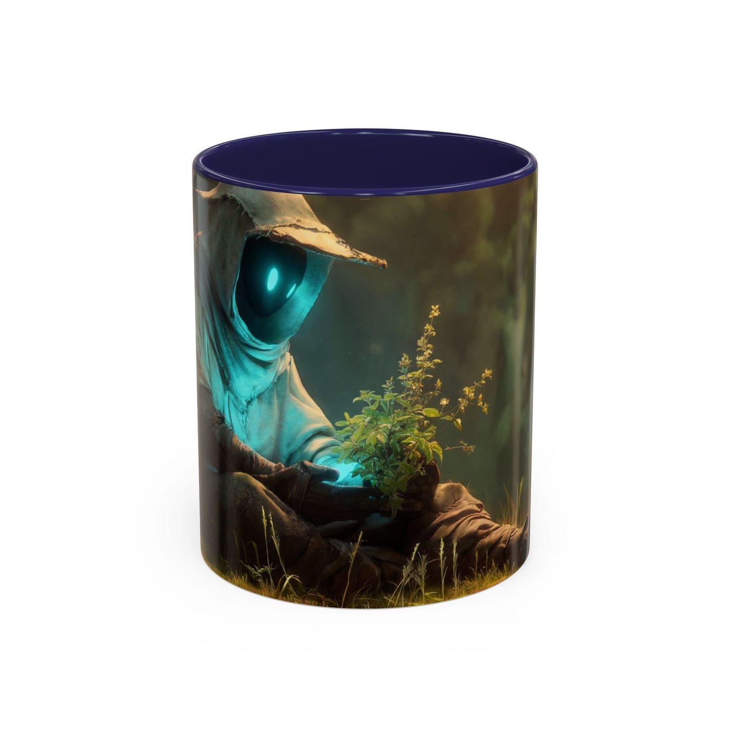 Forest Sentinel Accent Coffee Mug (11, 15oz) – Luminescent Guardian in Dappled Light