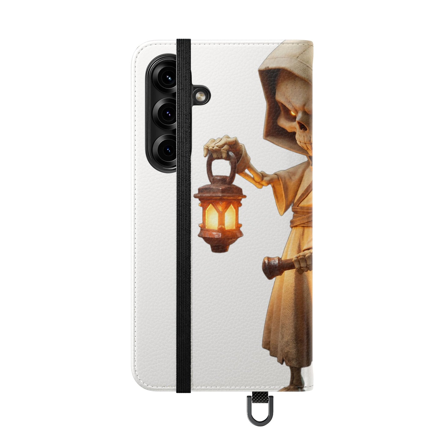 Lantern-Bearing Sentinel Flip Cases – Hooded Guardian with Scythe and Warm Glow