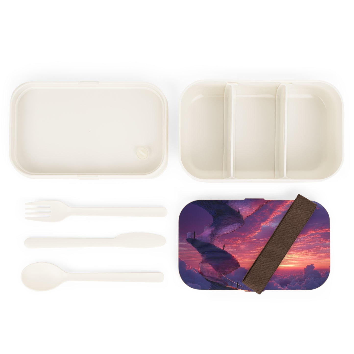 Celestial Spiral Staircase Bento Lunch Box – Ascending Through Twilight Clouds