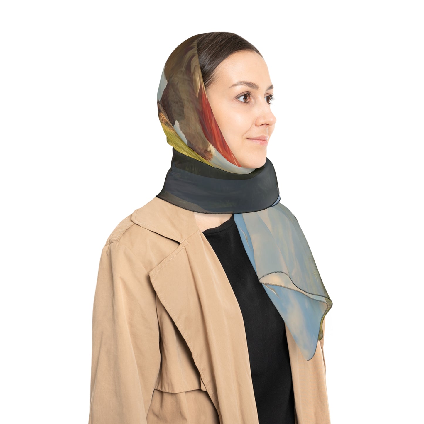 Skybound Eagle Rider Scarf – Sunlit Adventure Over Rolling Hills