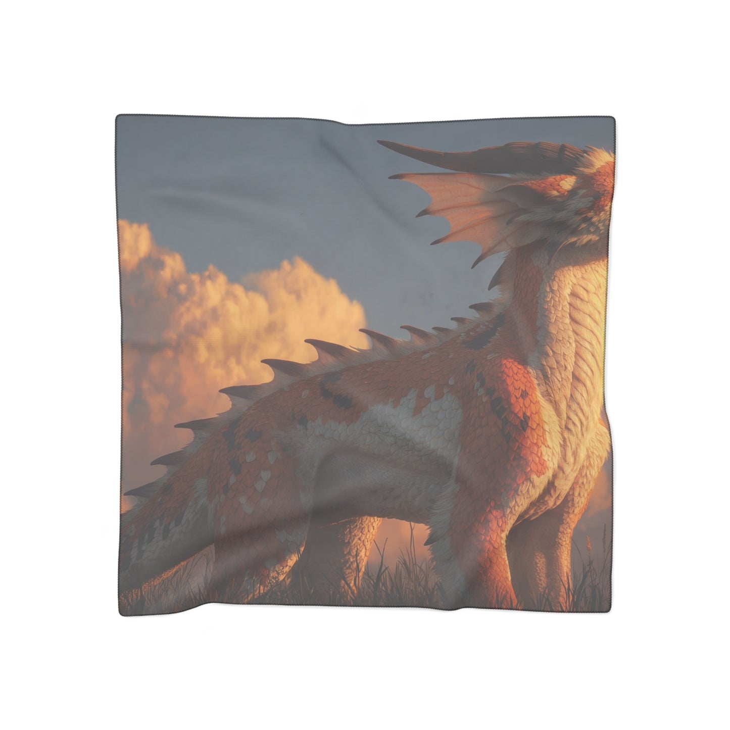 Sunset Sentinel Dragon Poly Scarf – Warm Ember Horizon