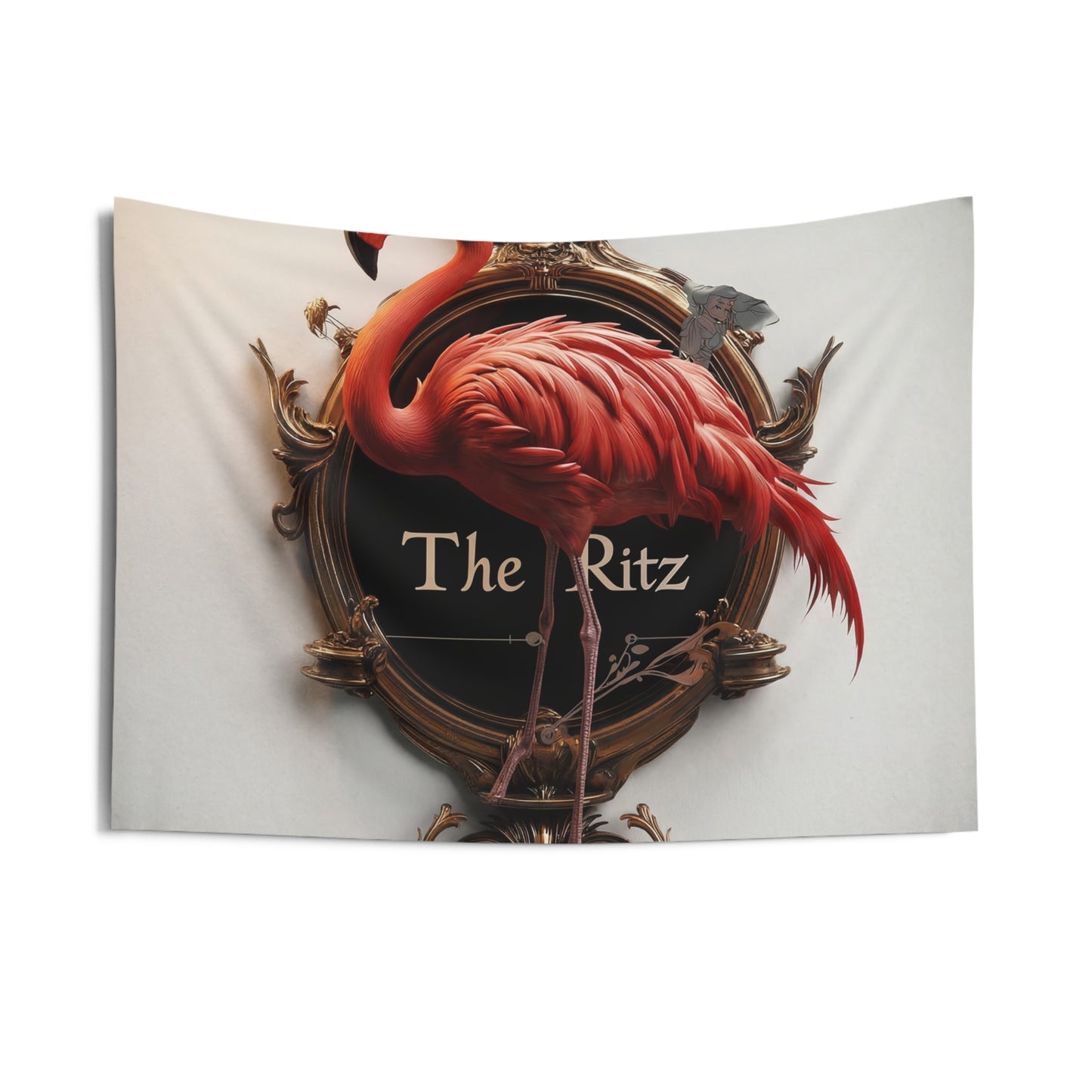 Flamingo Clock Wall Tapestry – The Ritz Elegance in Crimson