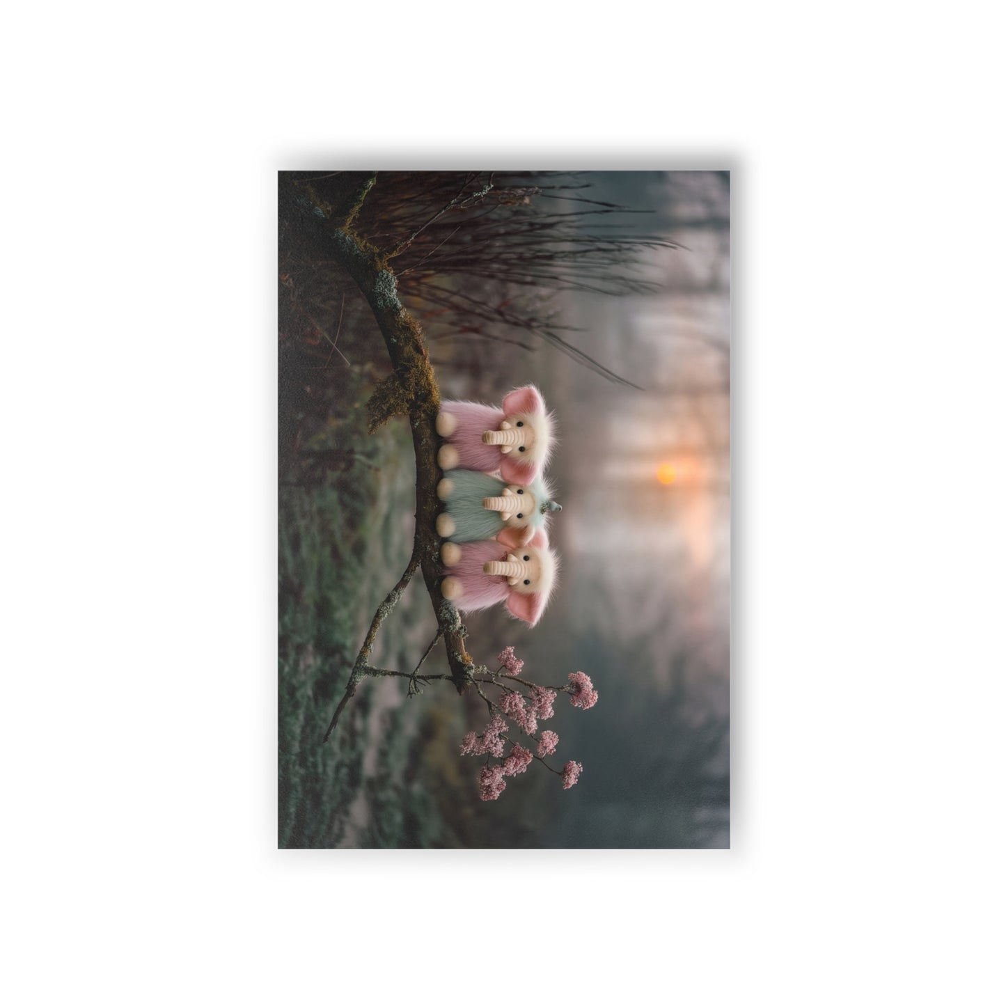 Soft Fur Elephant Trio Postcards (10pcs) – Mossy Branch Twilight Scene