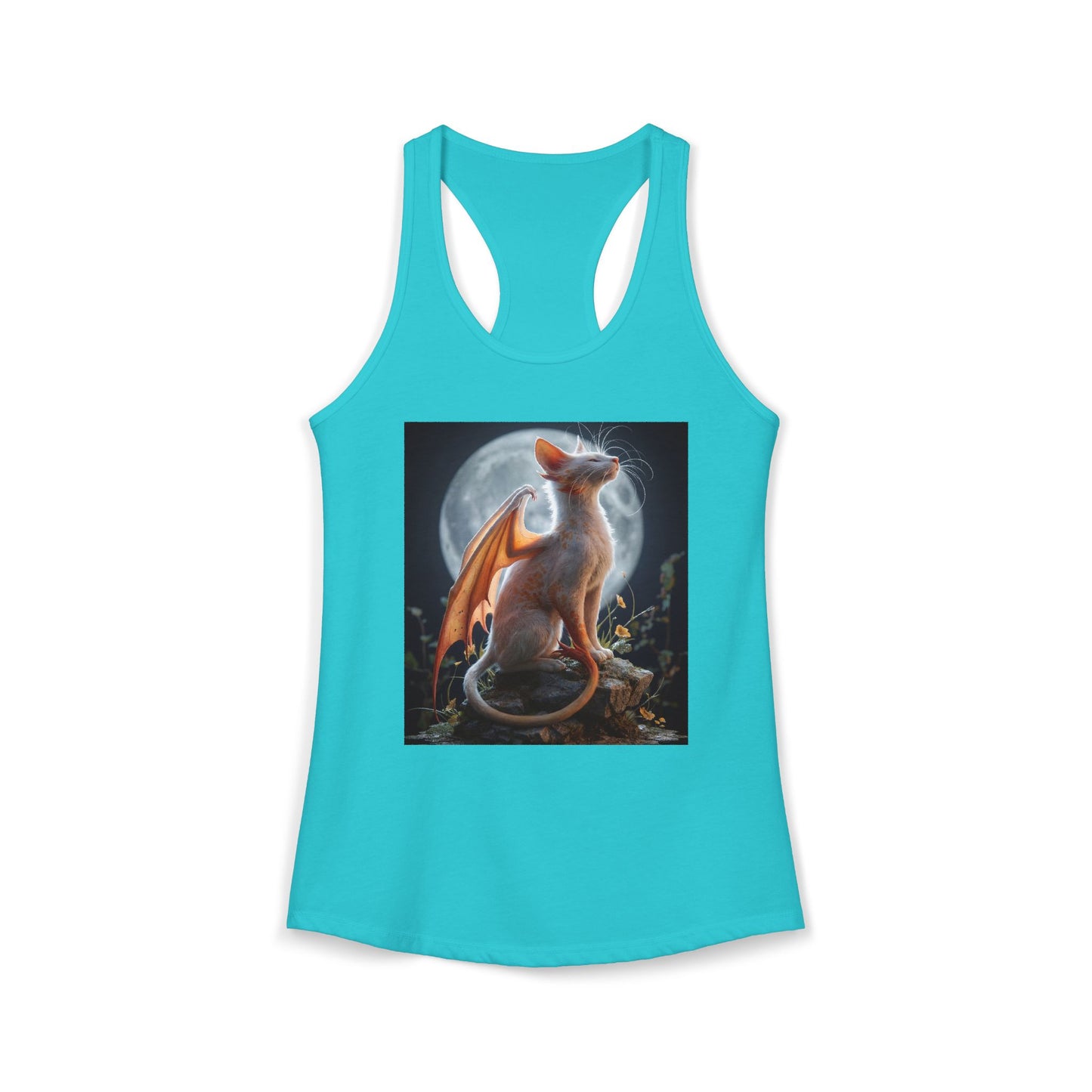 Moonlit Dragon Cat Racerback Tank – Amber Wings & Lunar Glow