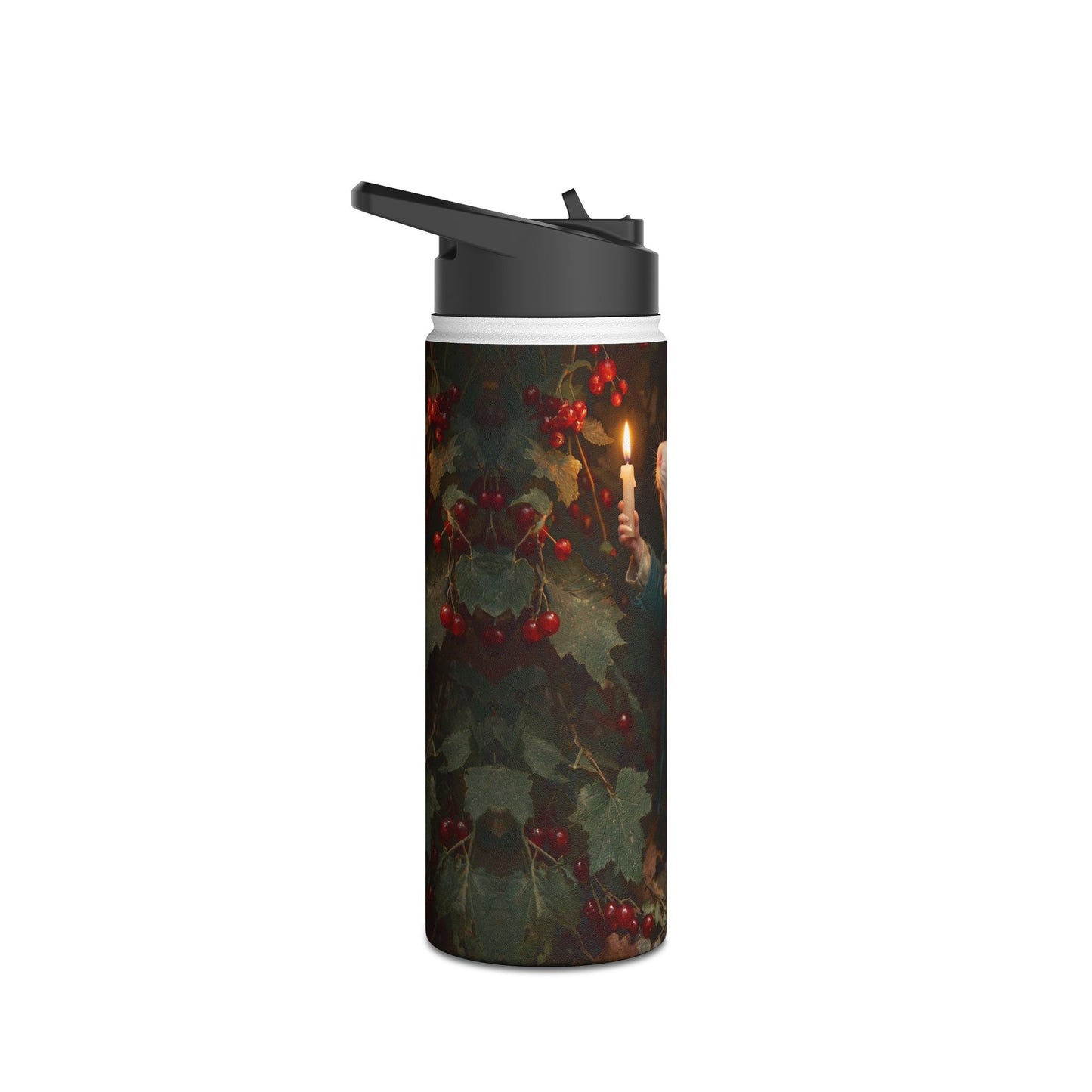 Candlelit Forager Mouse Stainless Steel Water Bottle, Standard Lid – Autumn’s Secret Harvest