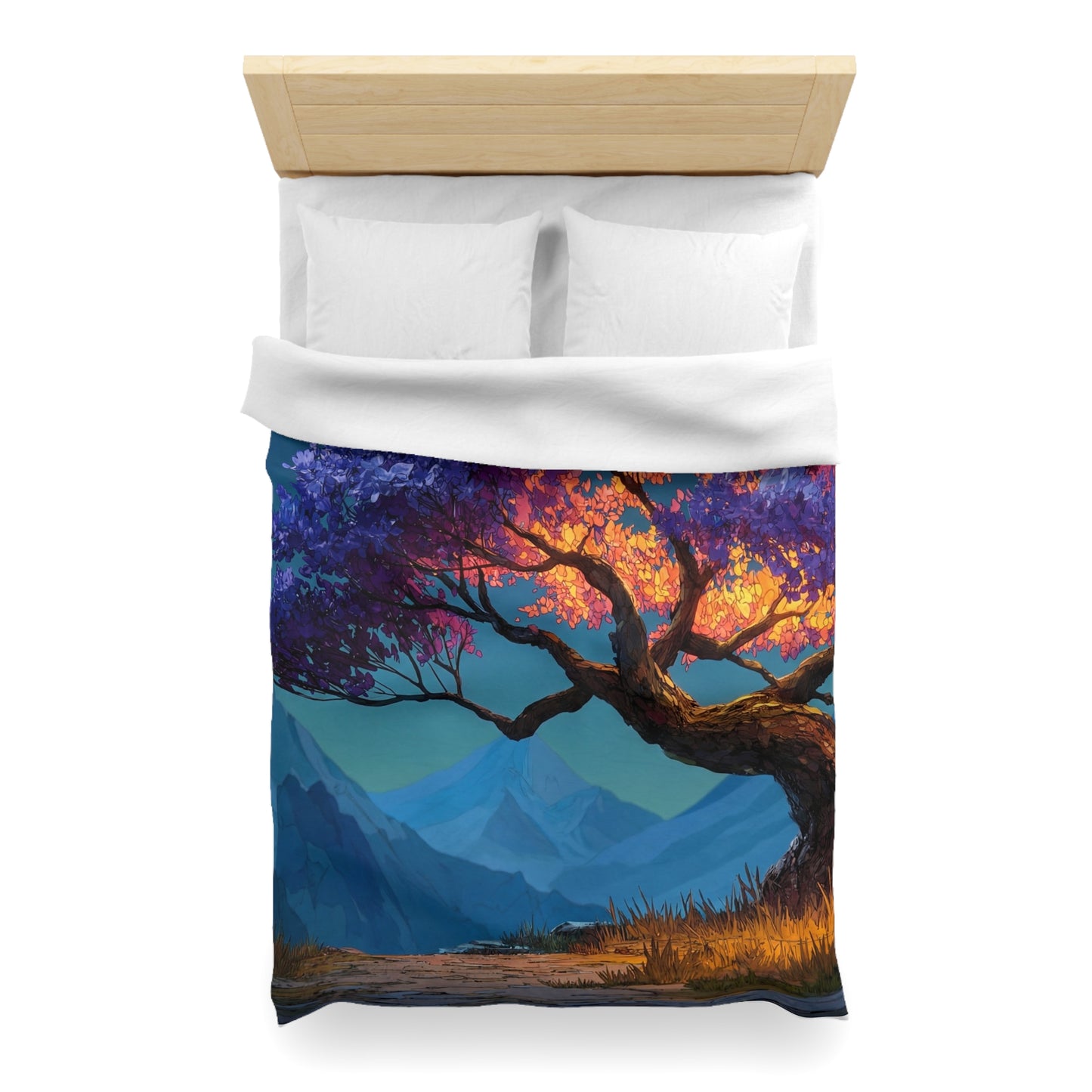 Celestial Tree Microfiber Duvet Cover – Twilight Bloom Sanctuary
