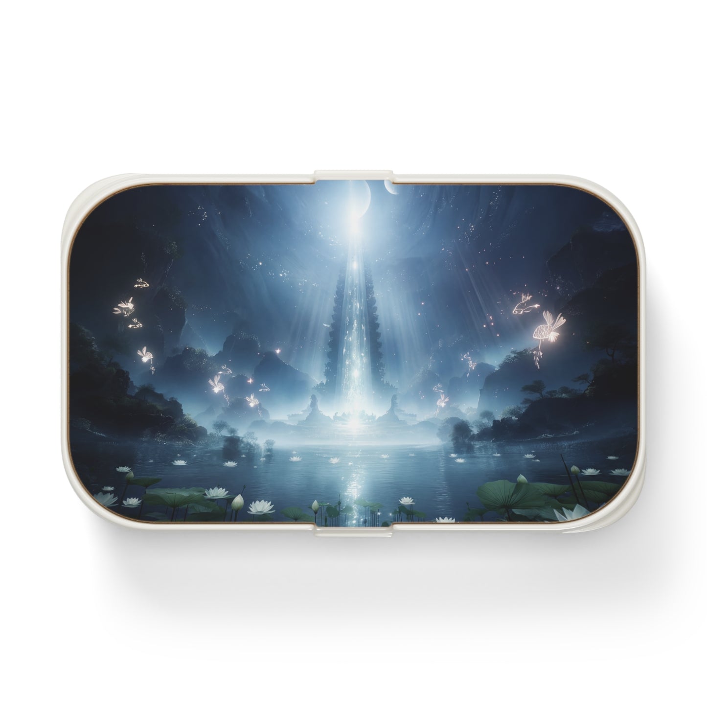 Celestial Lotus Bento Lunch Box – Azure Lightfall Sanctuary