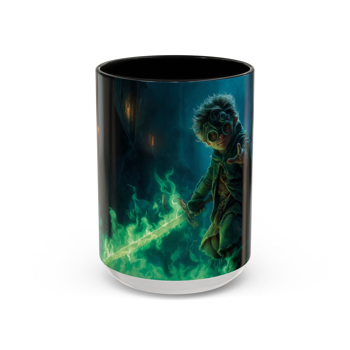 Glimmerblade Gnome Mug – Emerald Spirit Knight Coffee Cup