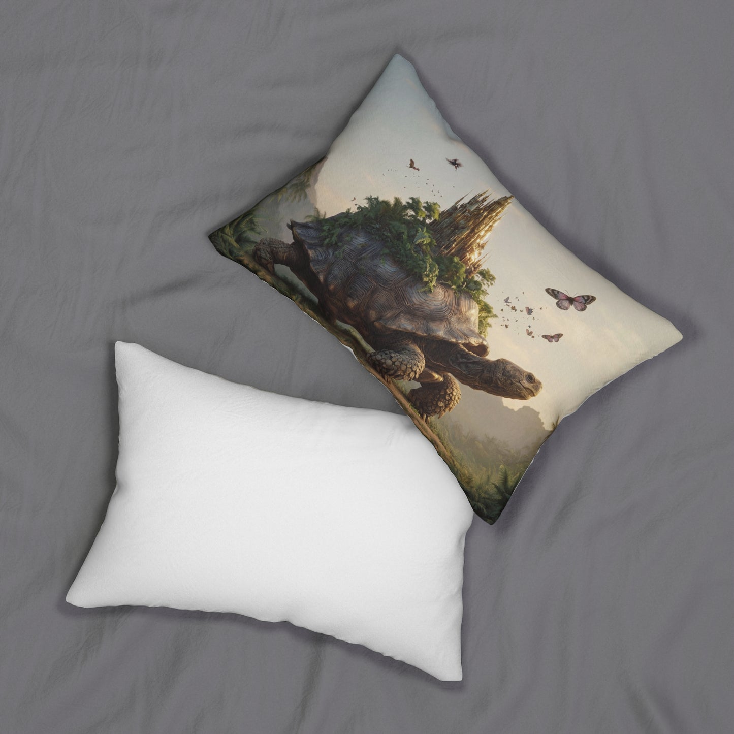 Castle-Turtle Lumbar Pillow – Gentle Guardian of the Verdant Realm