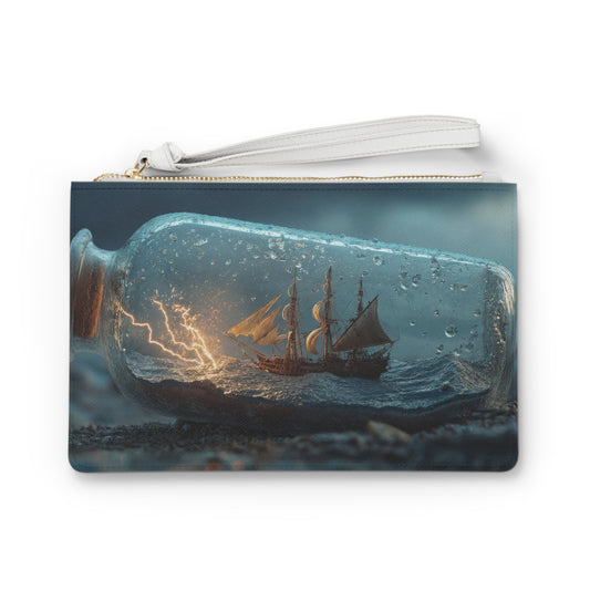 Storm-Sailed Ship in Bottle Clutch Bag – Pocket-Sized Ocean Odyssey